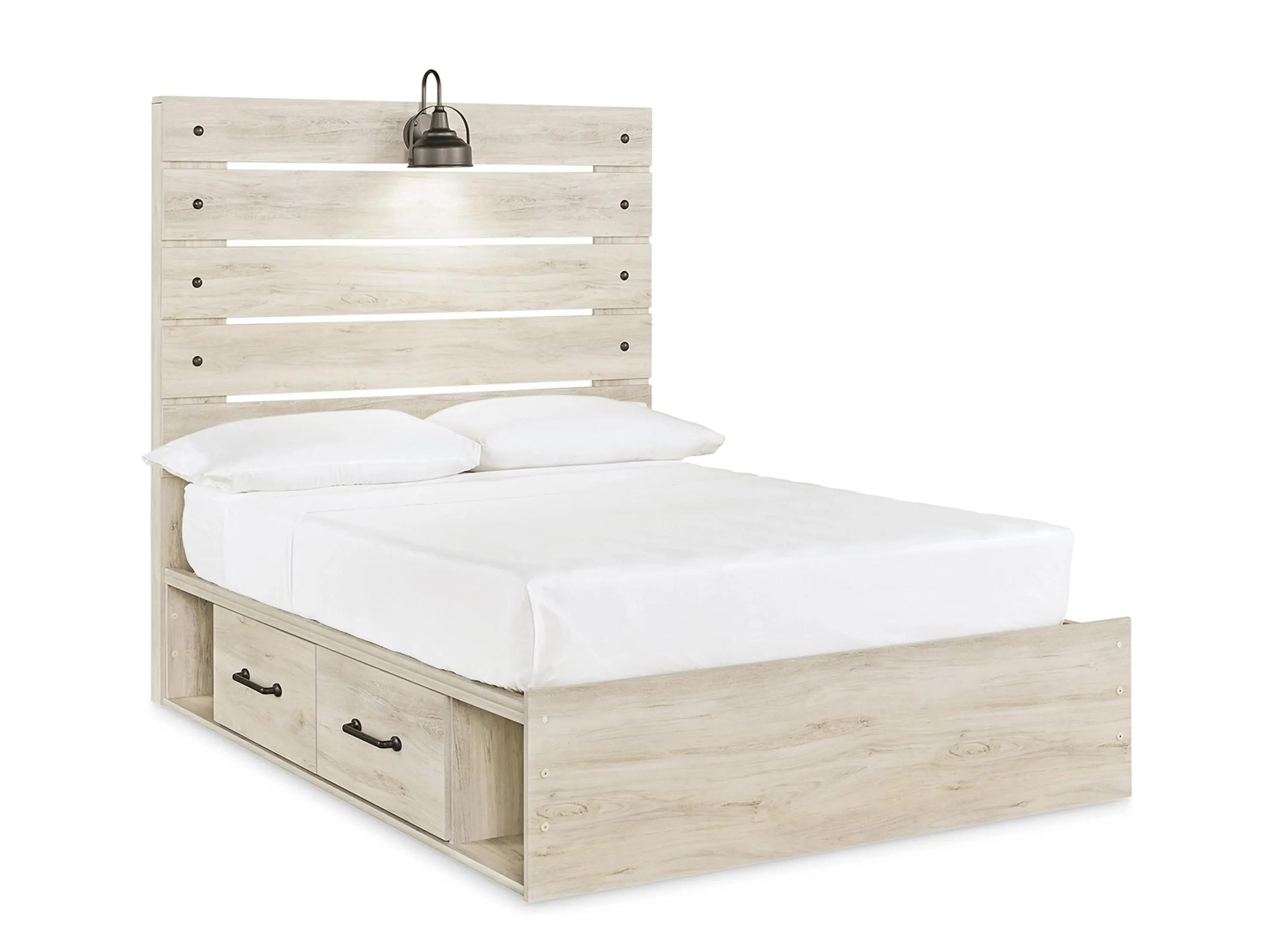 Luna Panel Bed with 2 Side Storage Drawers