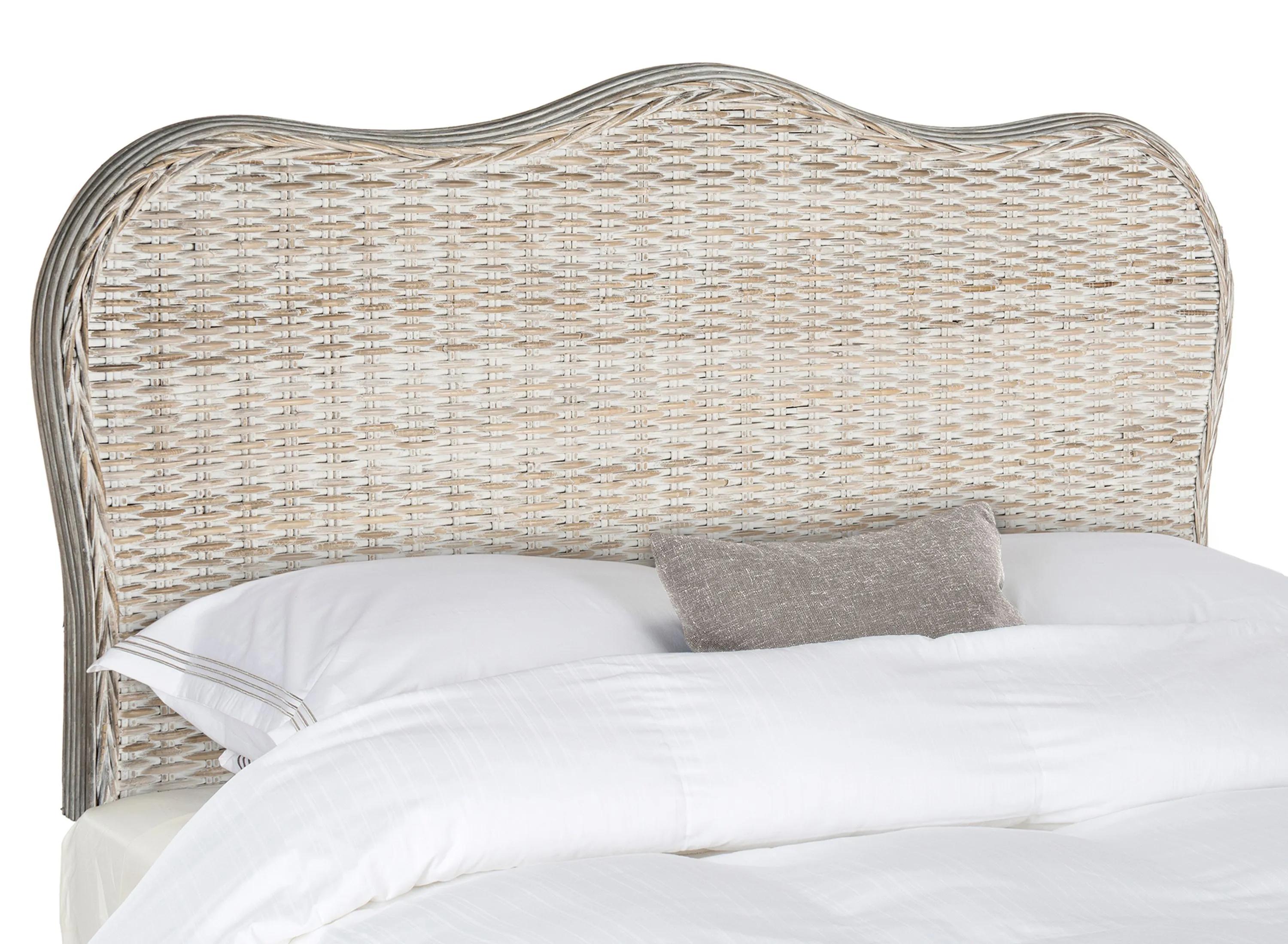 Imelda Upholstered Rattan Headboard, One Size, White