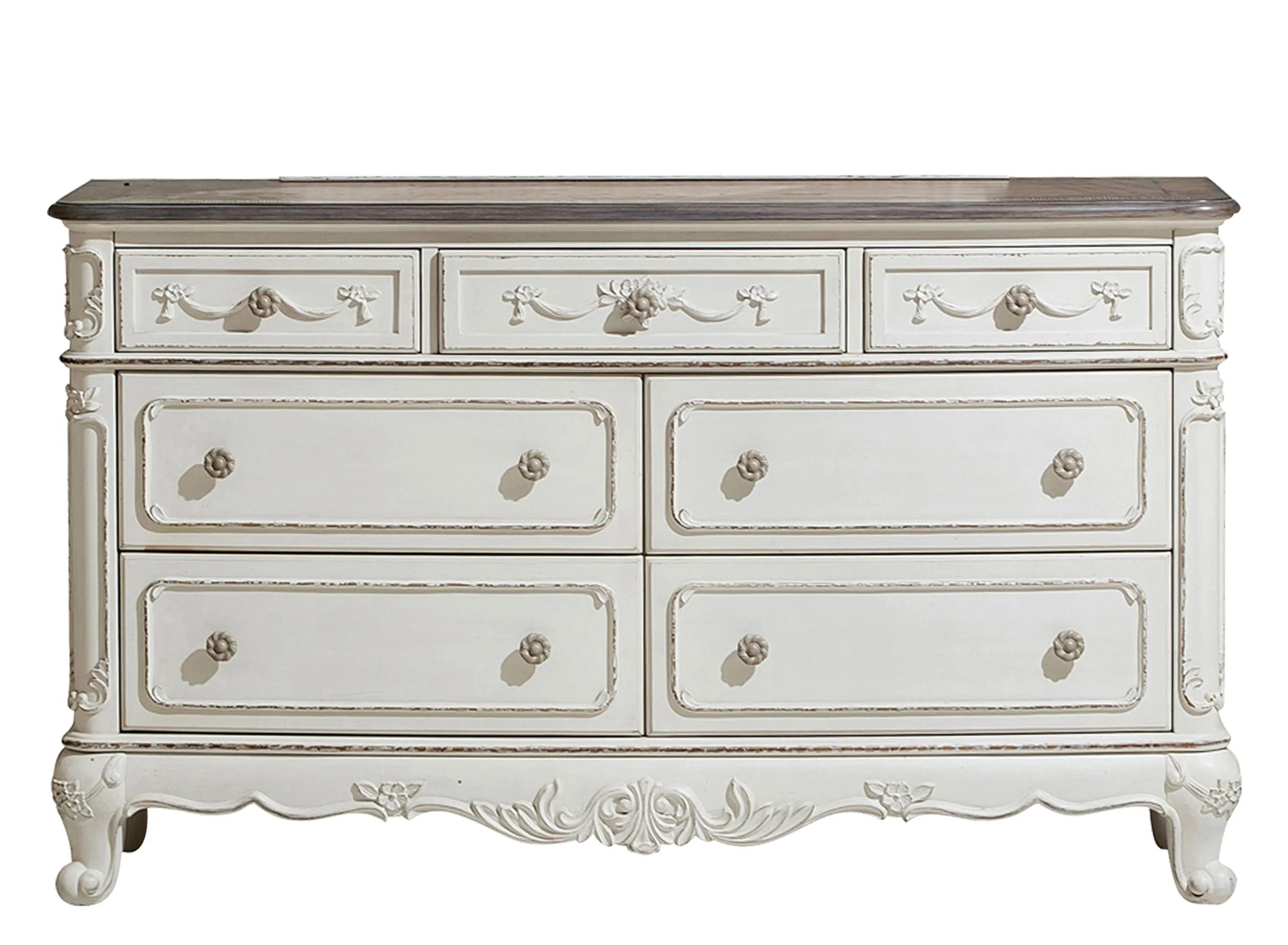 Cinderella Antique White With Grey Dresser
