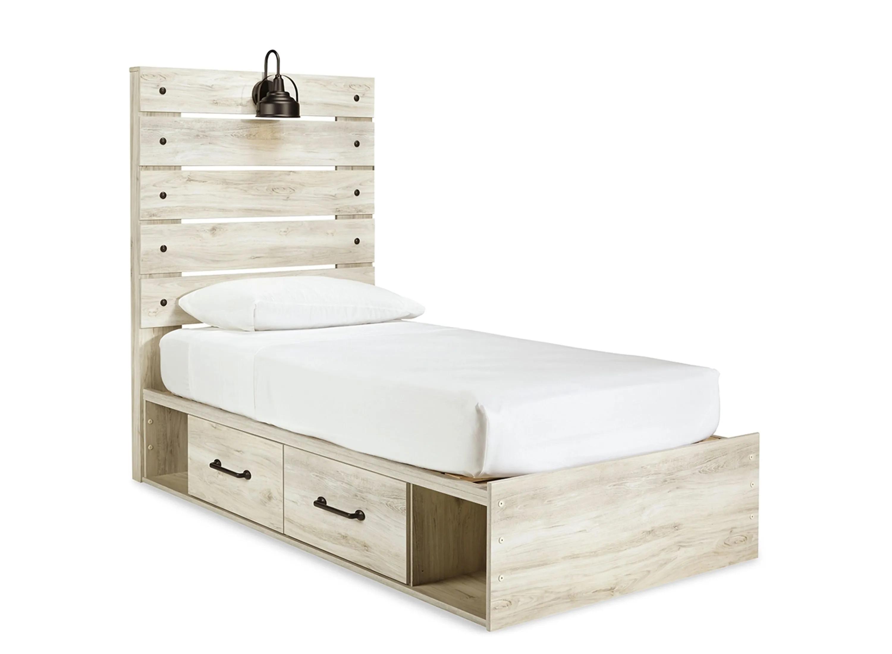 Luna Panel Bed with 2 Side Storage Drawers