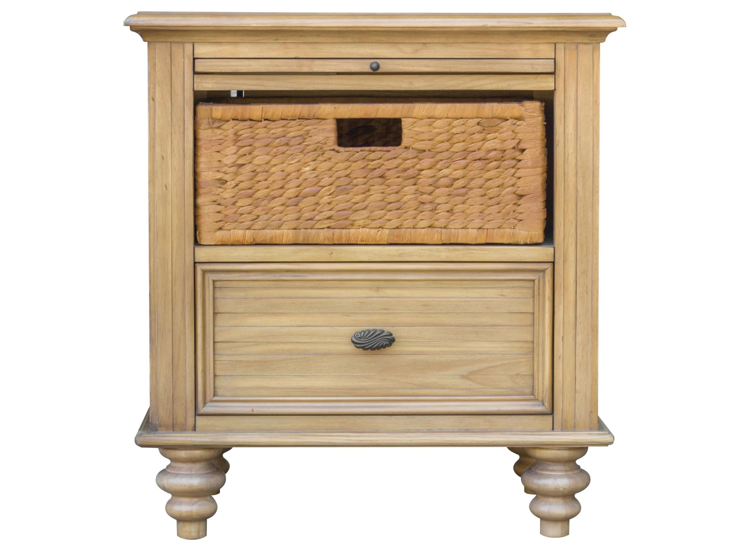 Vintage Casual Nightstand with Basket