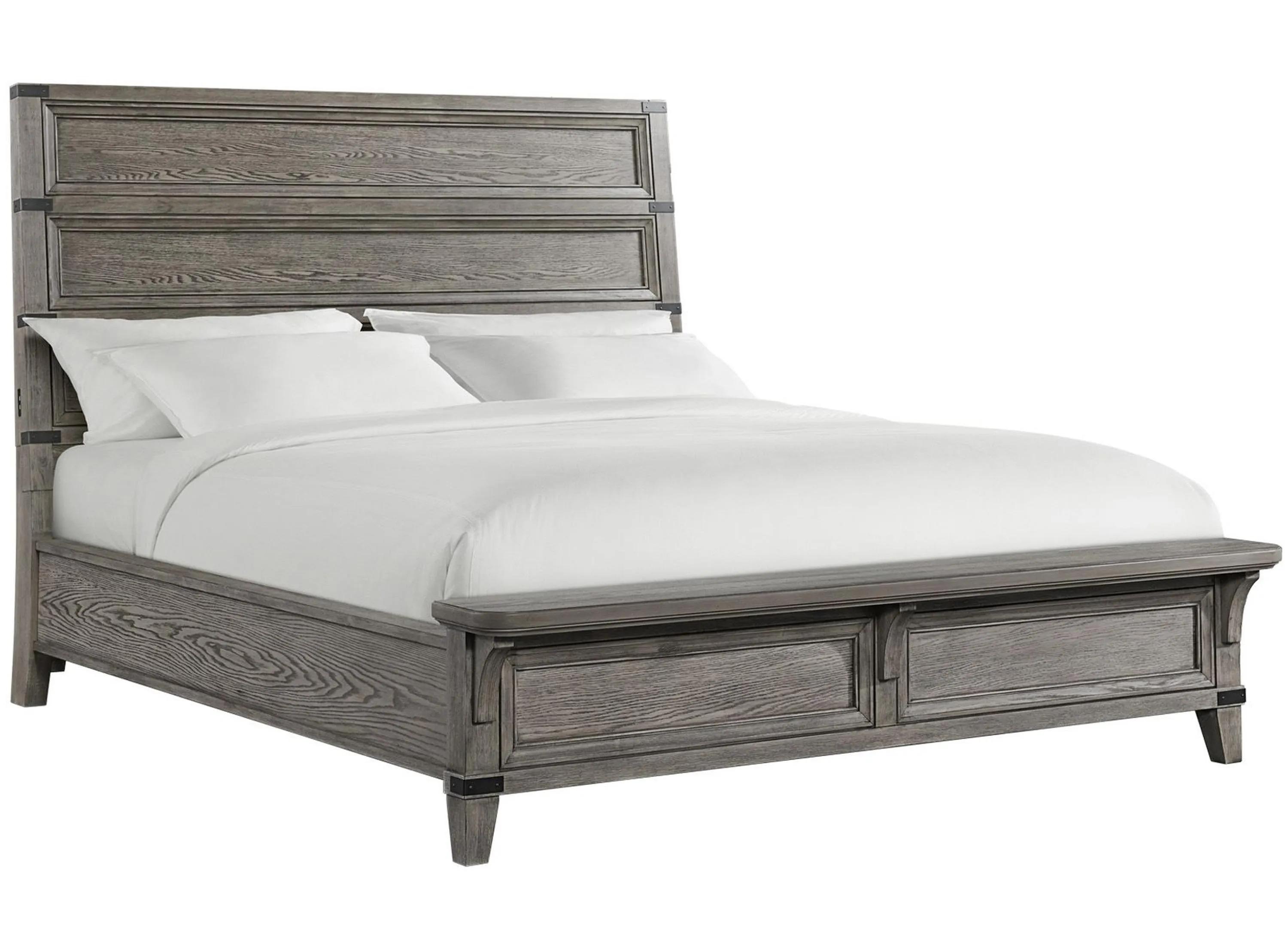 Forge California King Panel Bed w/ Footboard Bench