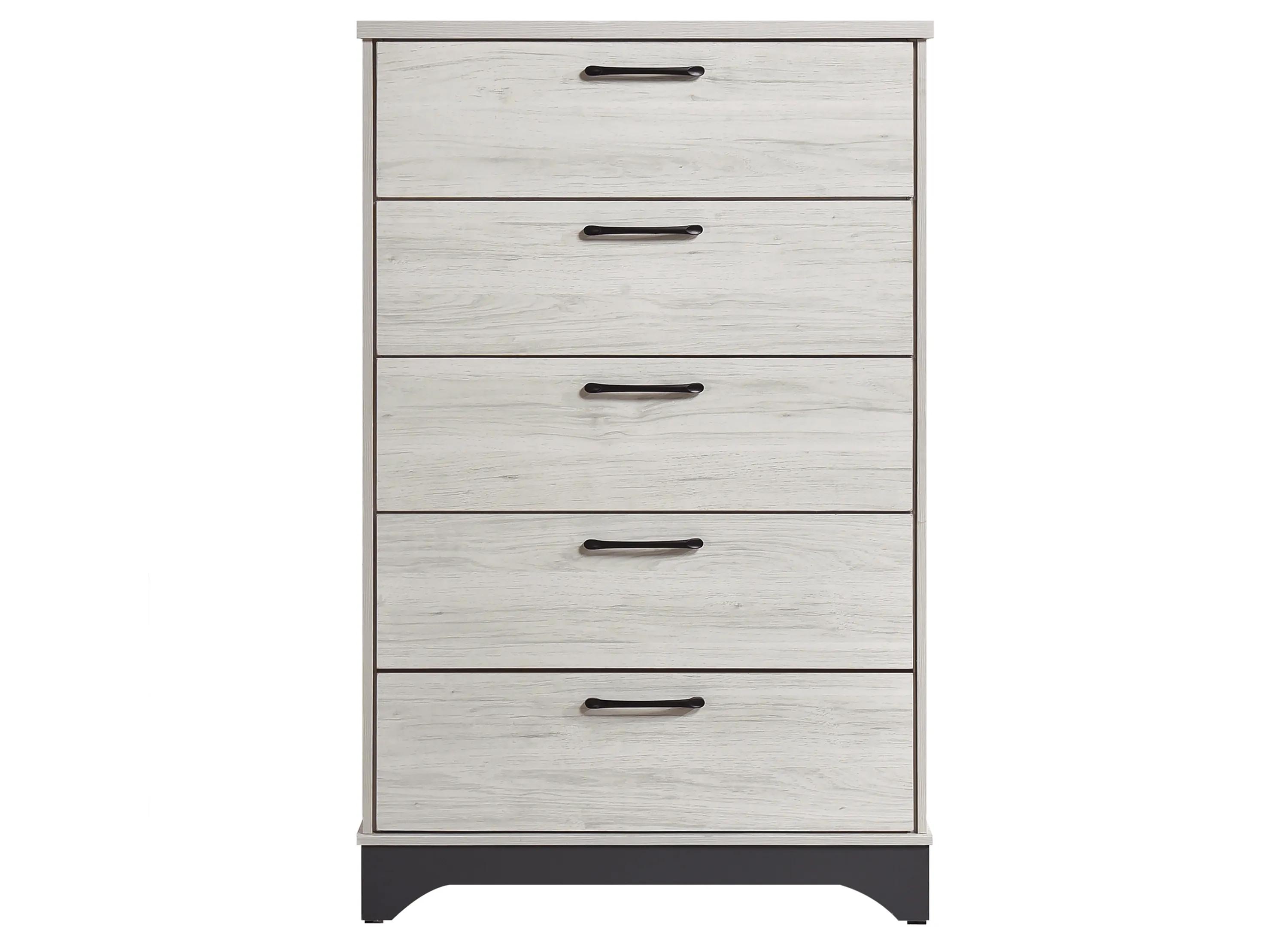 Westport White Oak and Gray 5 Drawer Chest