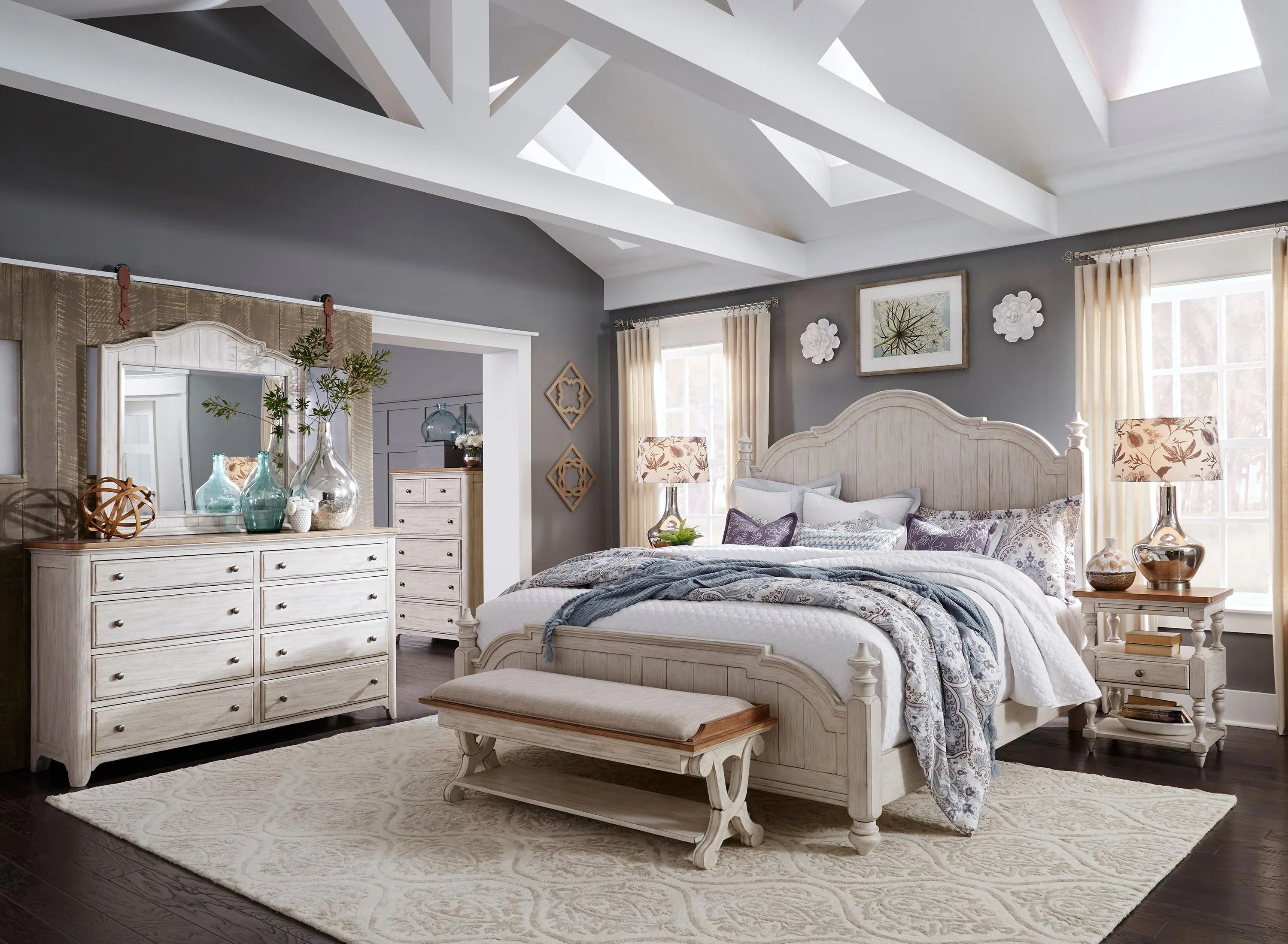Farmhouse Reimagined 4-pc. Poster Bedroom Set w/ Open Nightstand