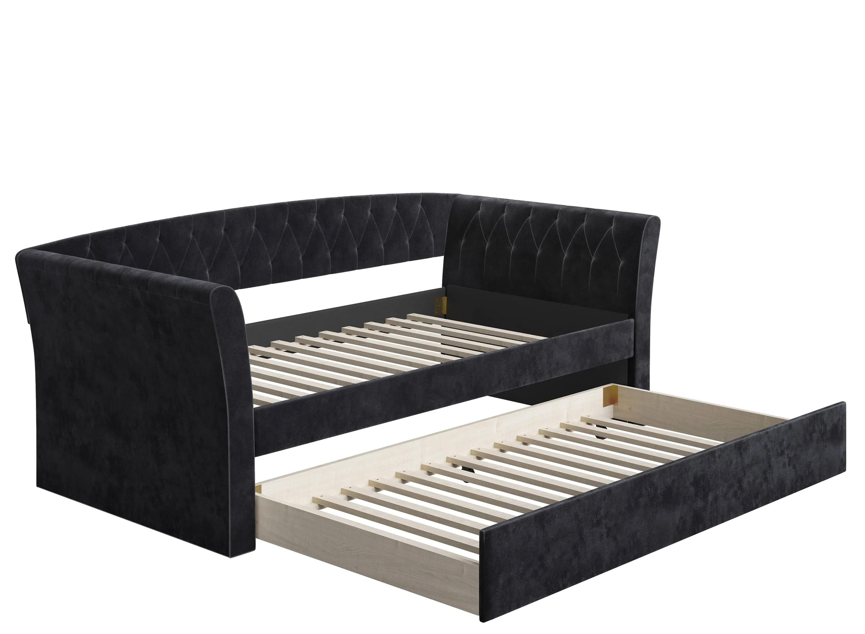 Kingston Velour Daybed with Rolling Trundle Set
