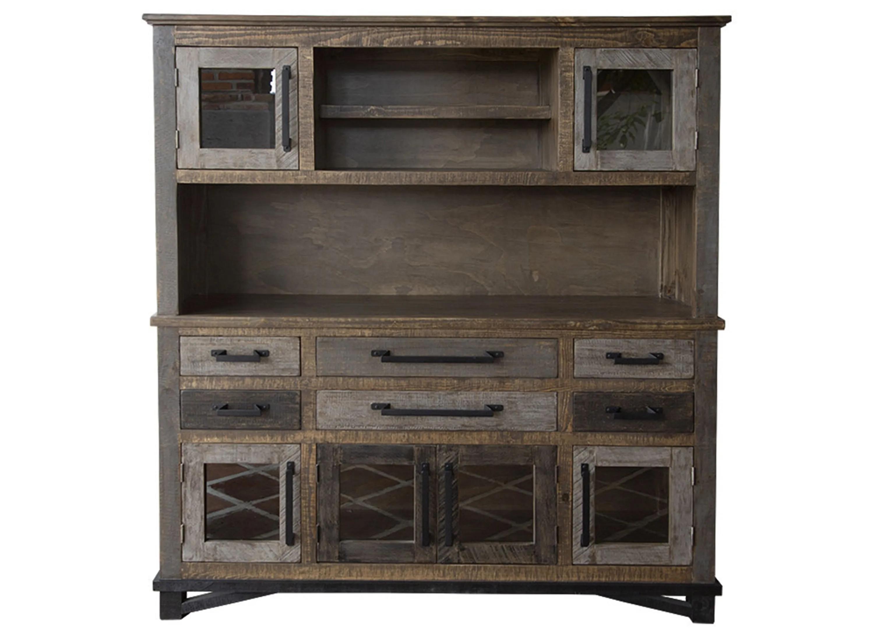 Loft Brown 6 Drawers and 6 Doors Buffet & Hutch