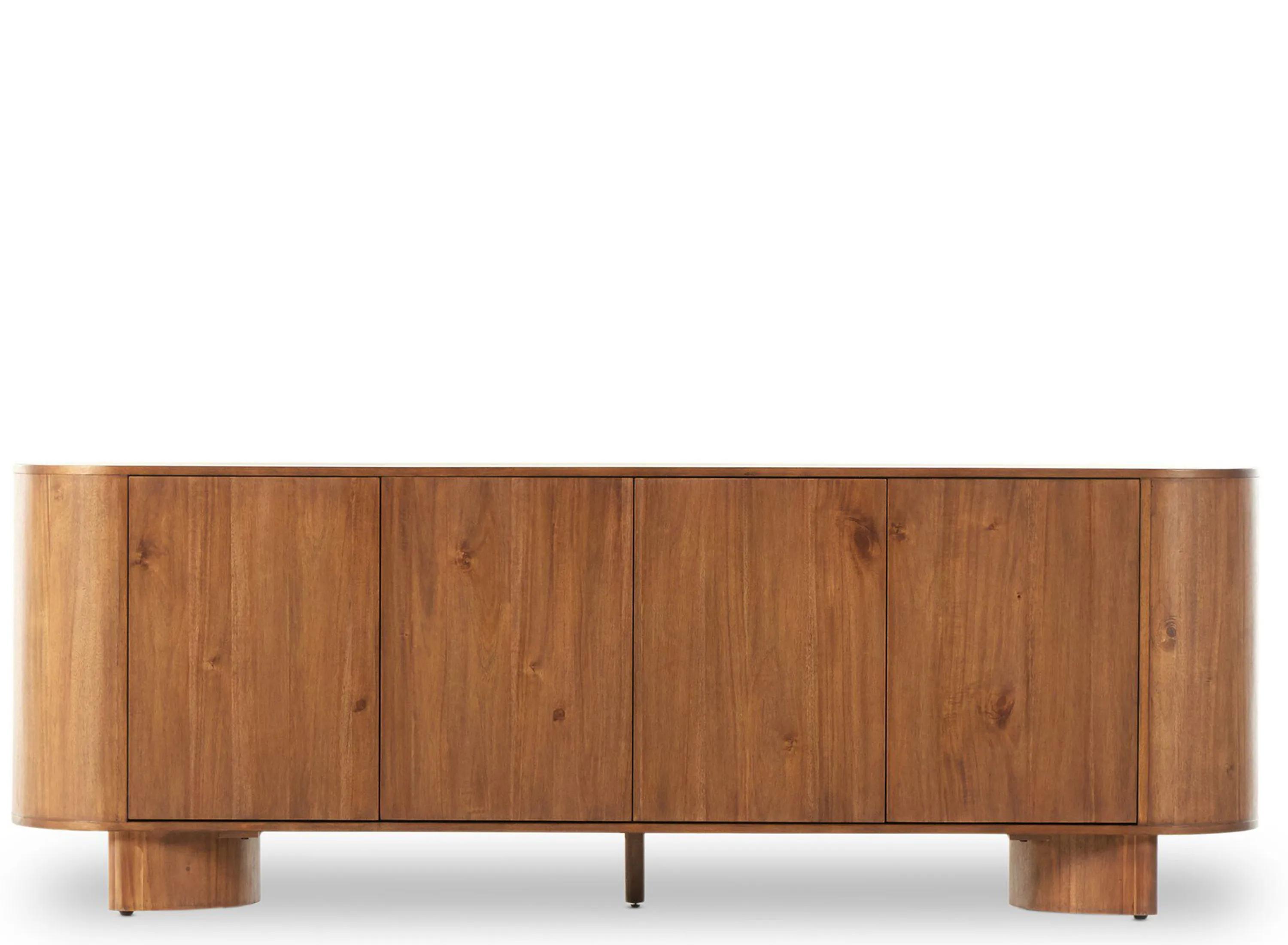 Haiden Paden 94" Acacia Wood Seasoned Brown Solid Gunmetal Sideboard