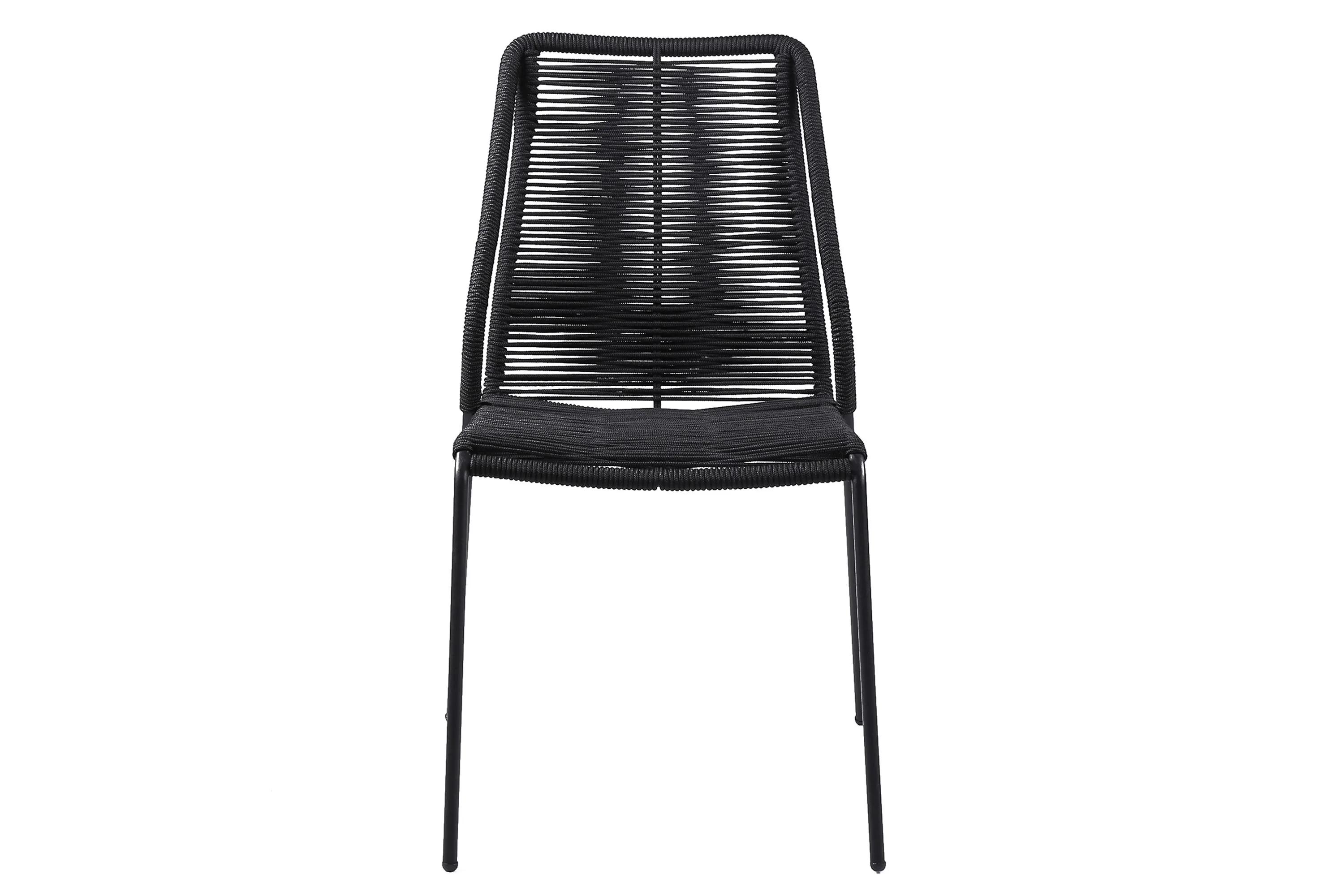 Clip Indoor Outdoor Stackable Steel Dining Chair with Black Rope - Set of 2