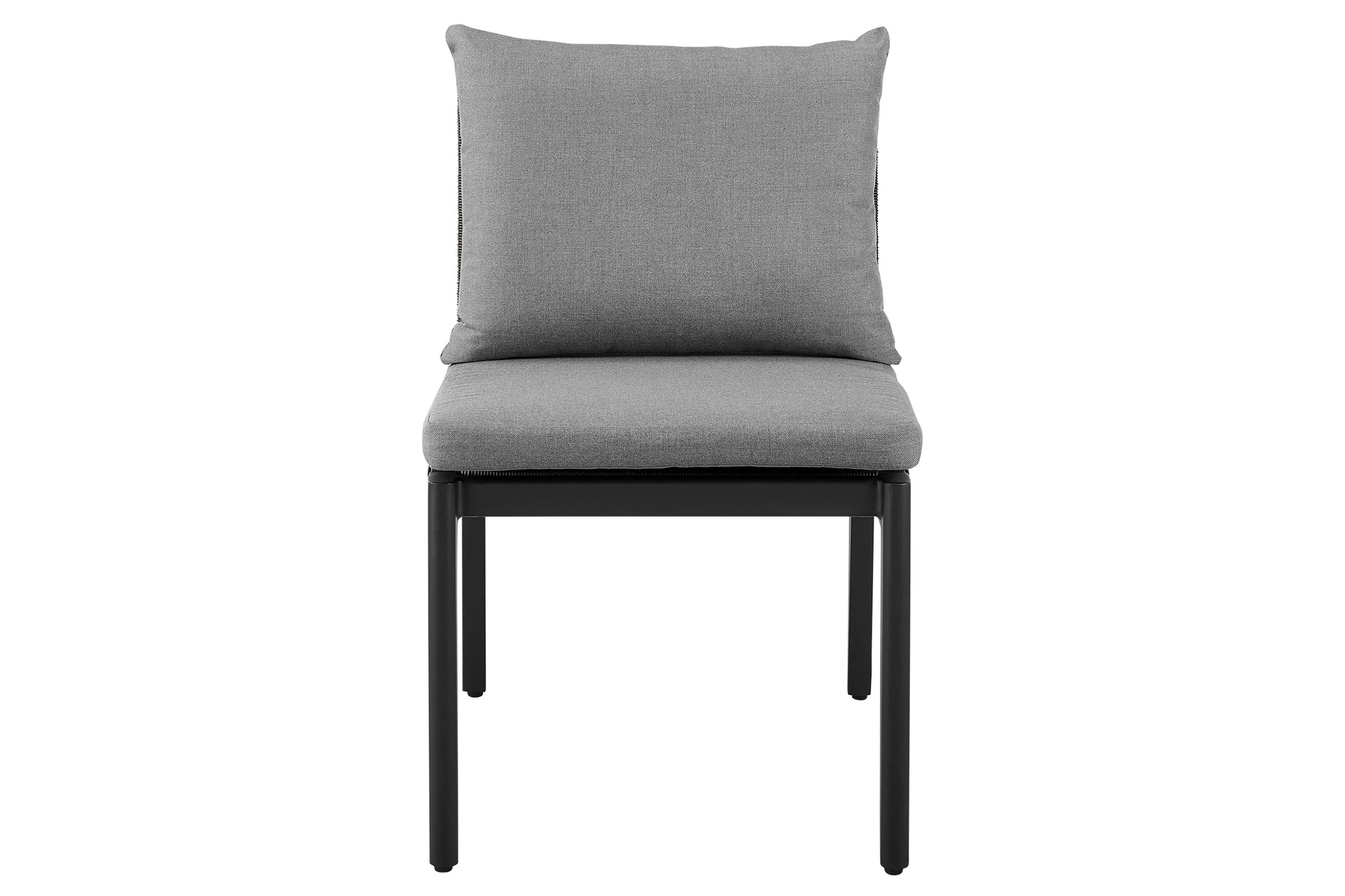 Cayman Outdoor Patio Dining Chairs in Aluminum with Gray Cushions - Set of 