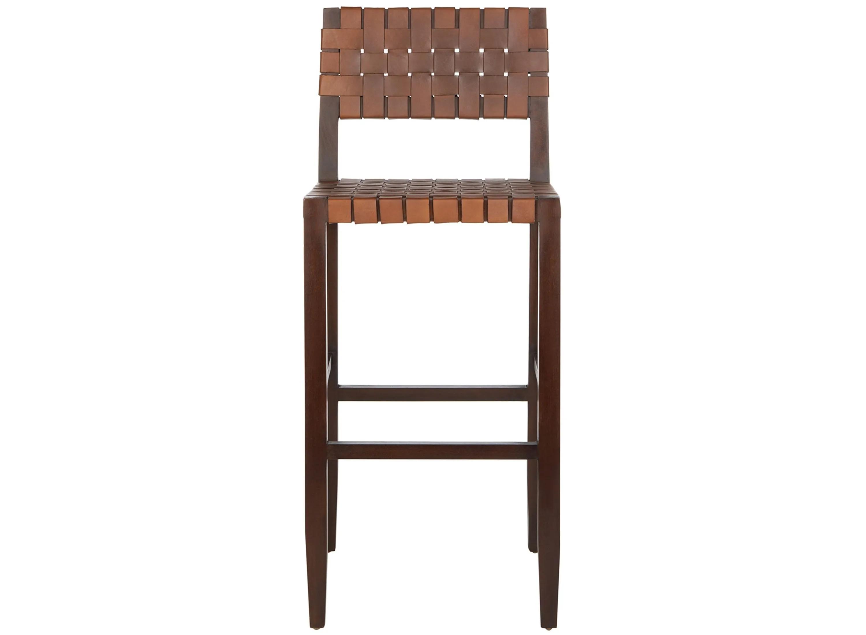 Kerstin Woven Leather Barstool
