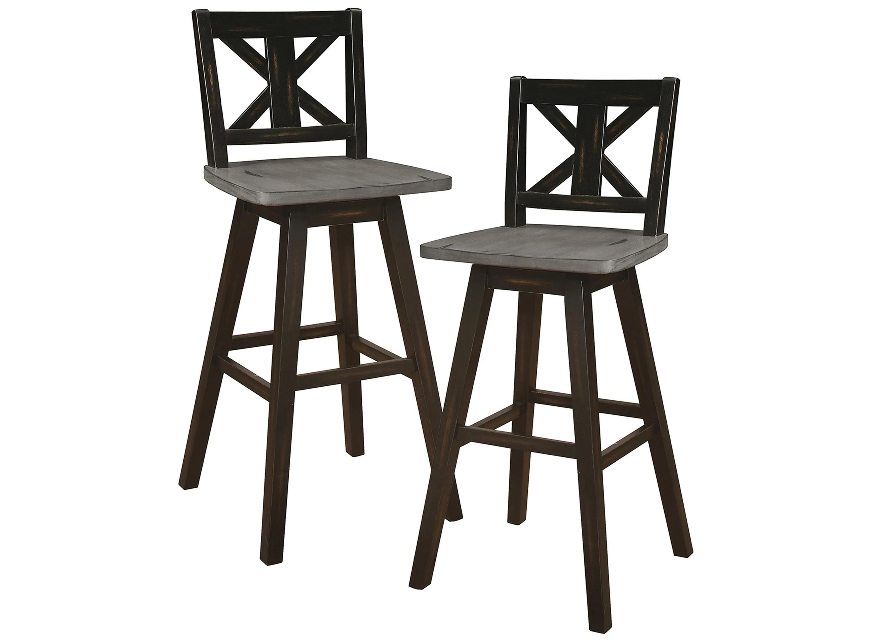 Trouvaille Bar Height Swivel Chair With Cross Back - Set of 2
