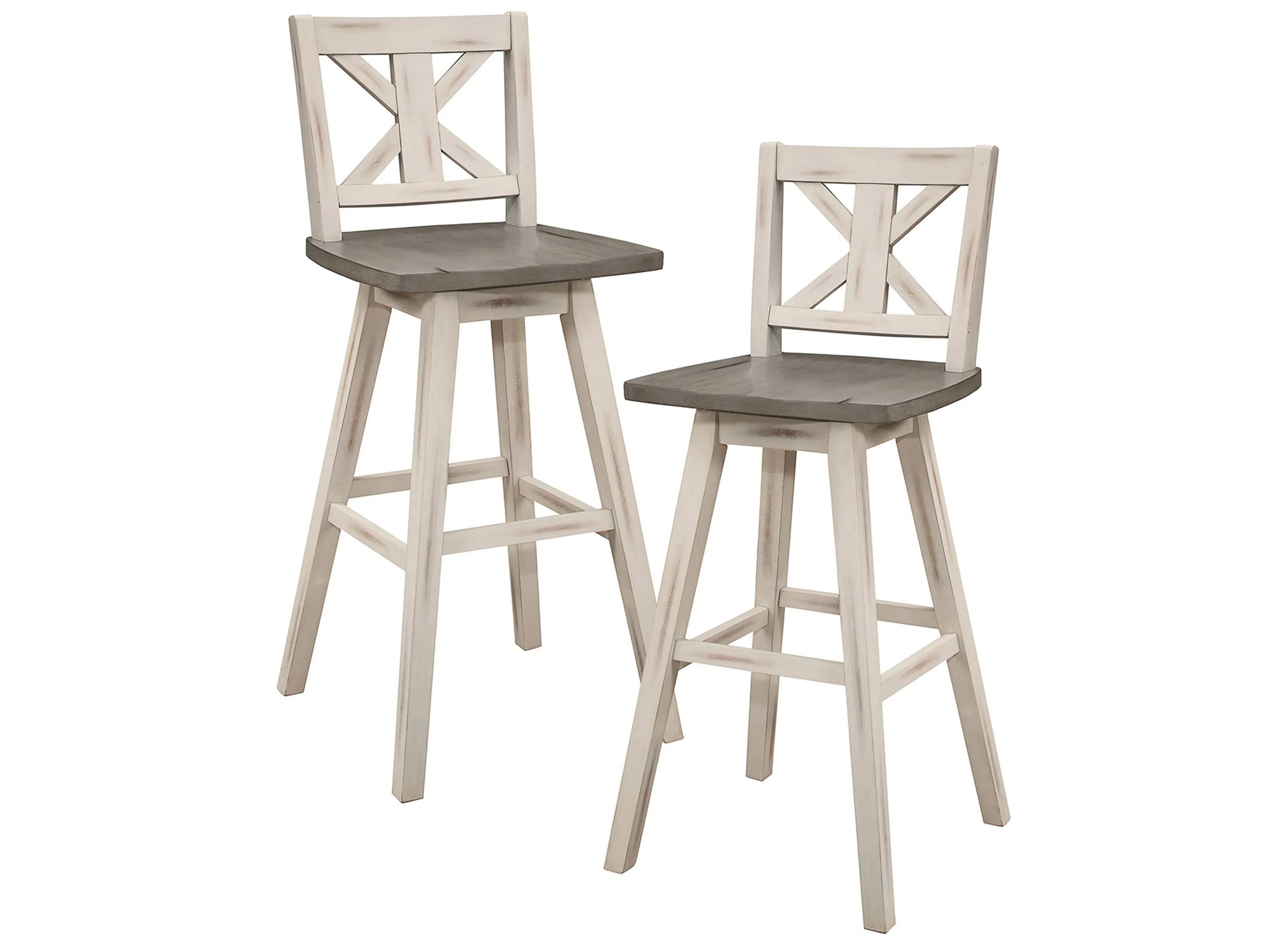 Trouvaille Bar Height Swivel Chair With Cross Back - Set of 2