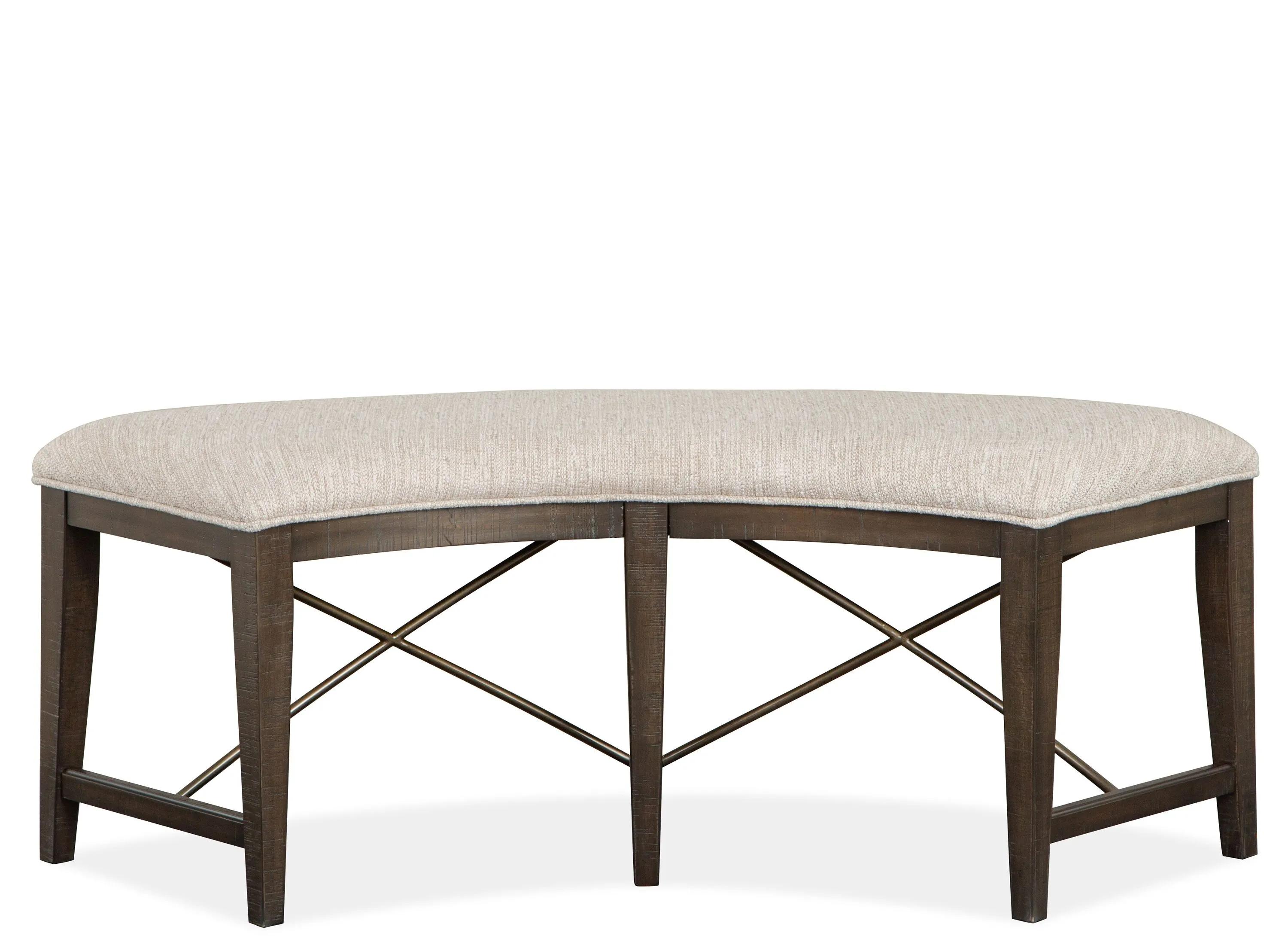 Ashbury Falls Graphite Upholstered Curved Bench
