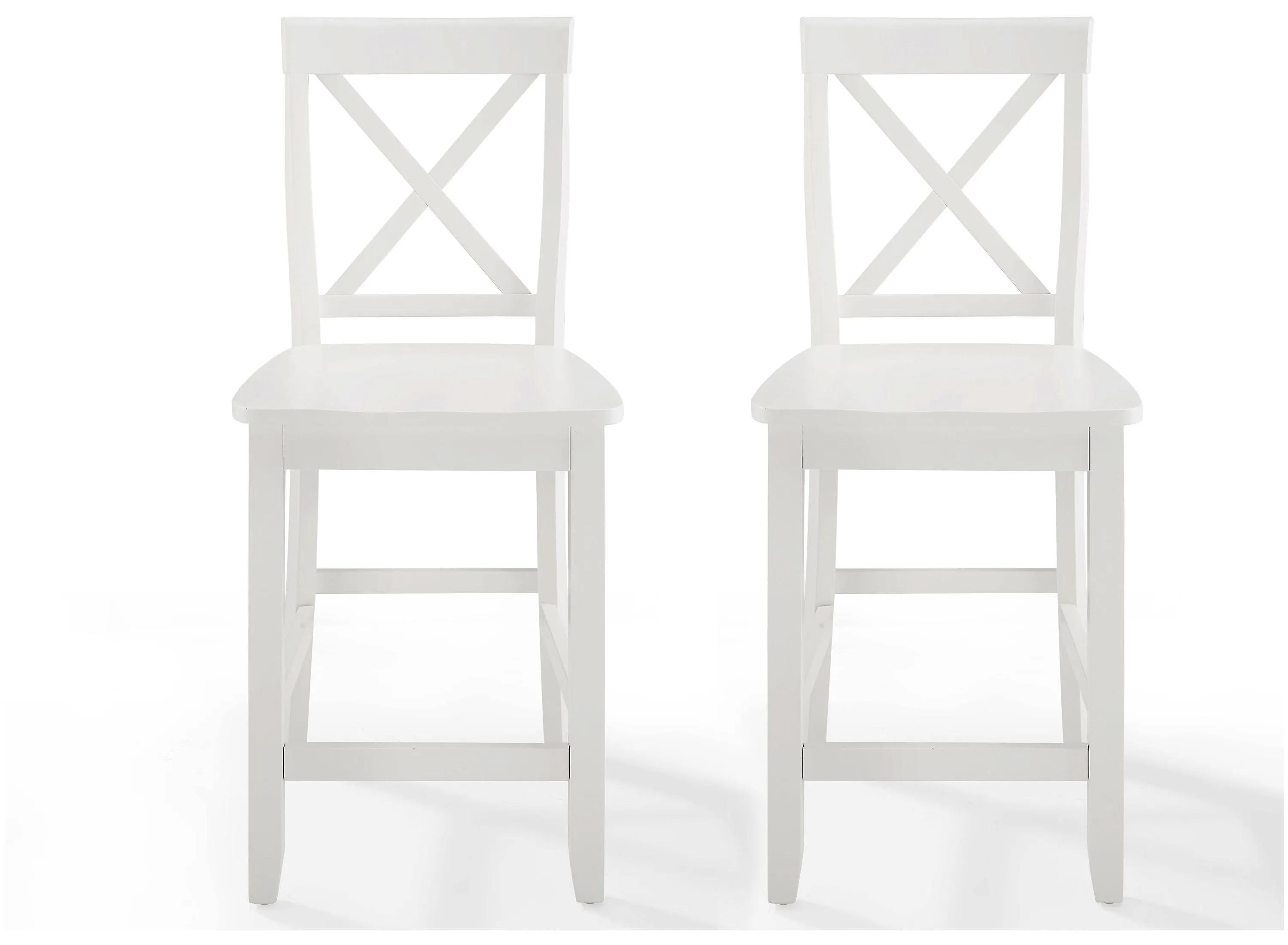 Crosley X-Back 2-Piece Counter Stool Set - White