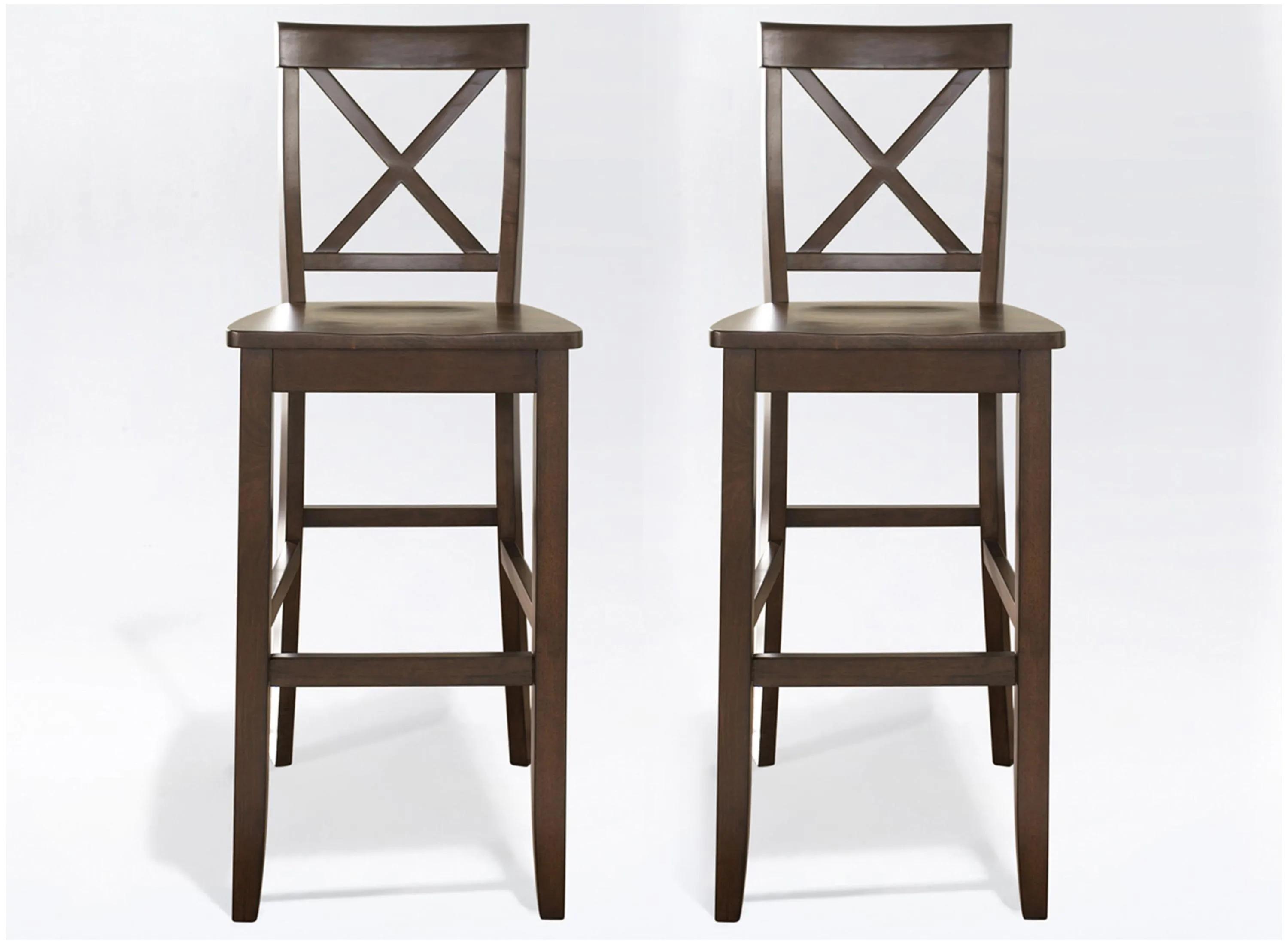 Crosley X-Back 2-Piece Bar Stool Set - Mahogany