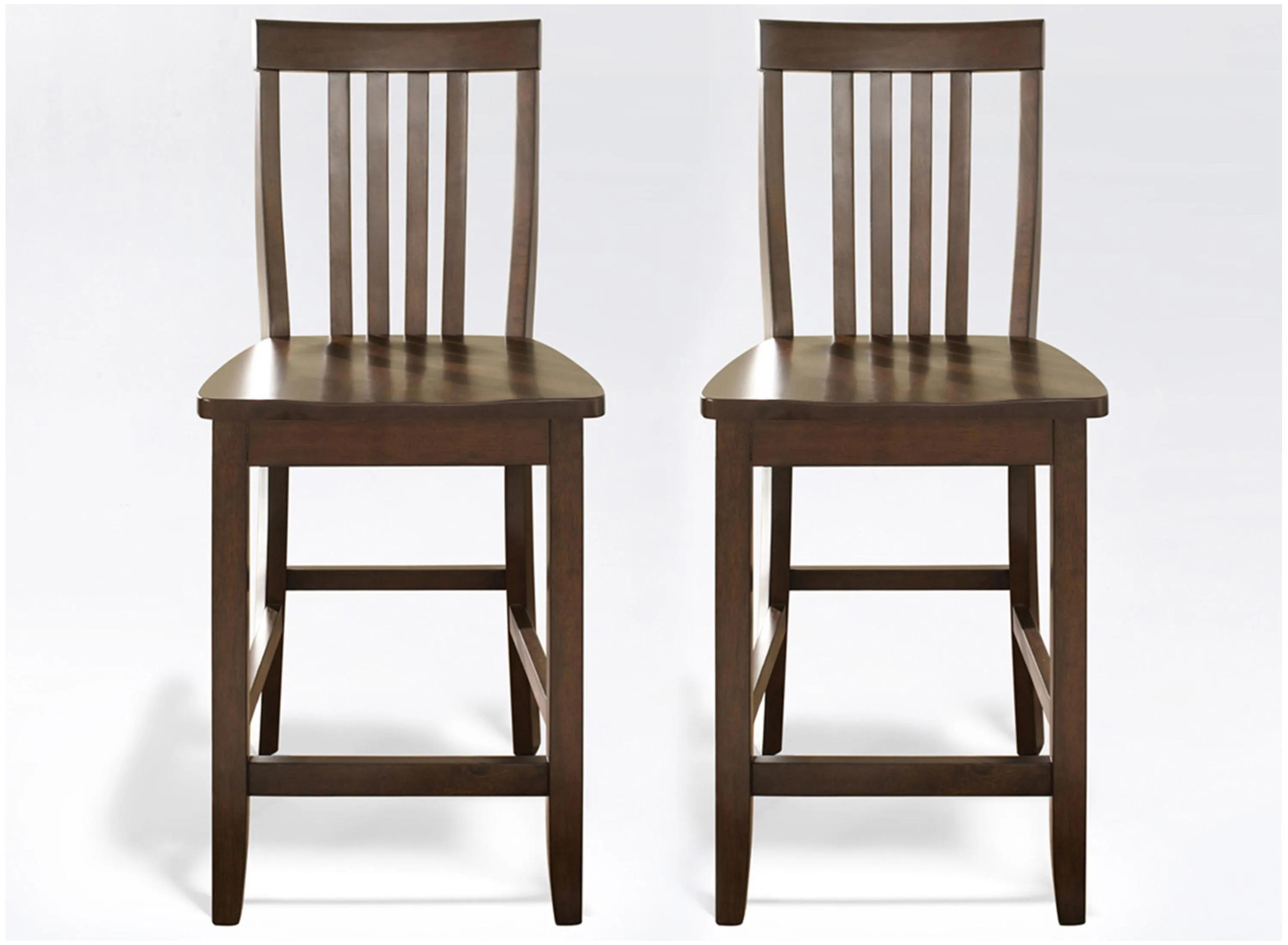 Crosley School House 2-Piece Counter Stool Set - Mahogany