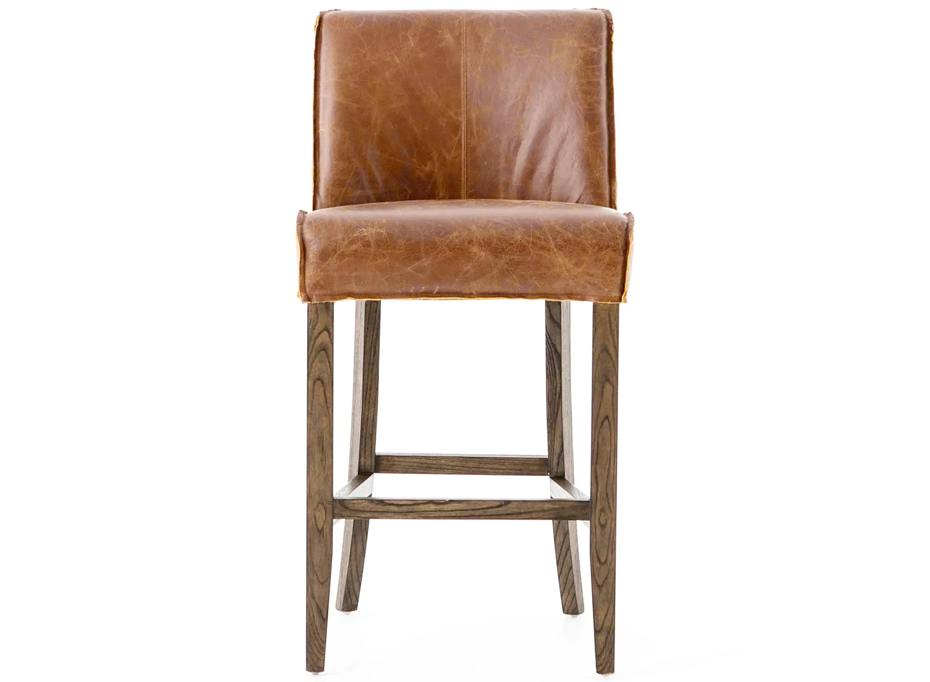 Ashford Aria Leather Solid Wood Sienna Chestnut Warm Cedar Counter Stool