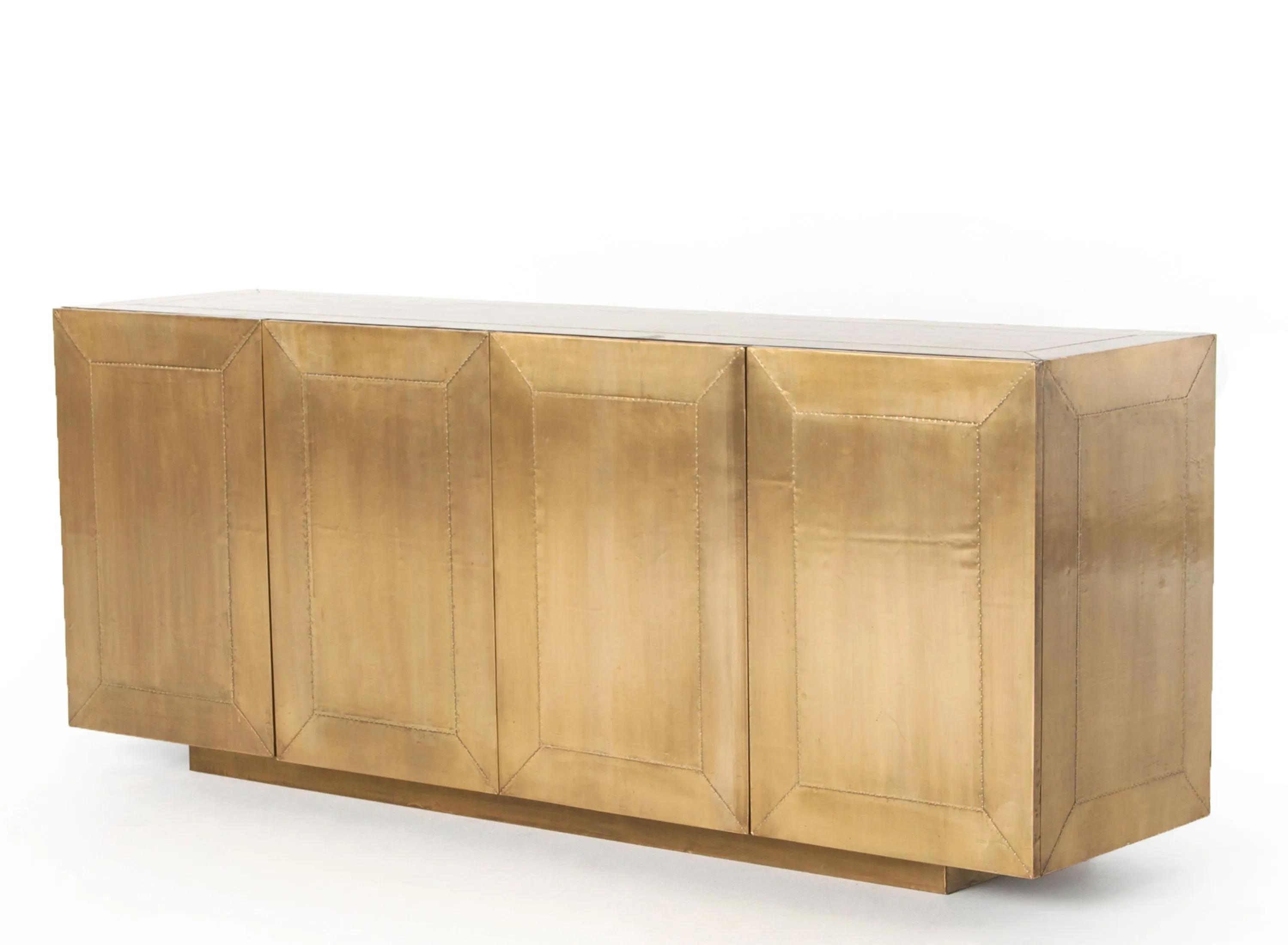 Rockwell Freda 72" Mango Wood Grey Natural Brushed Brass Clad Sideboard