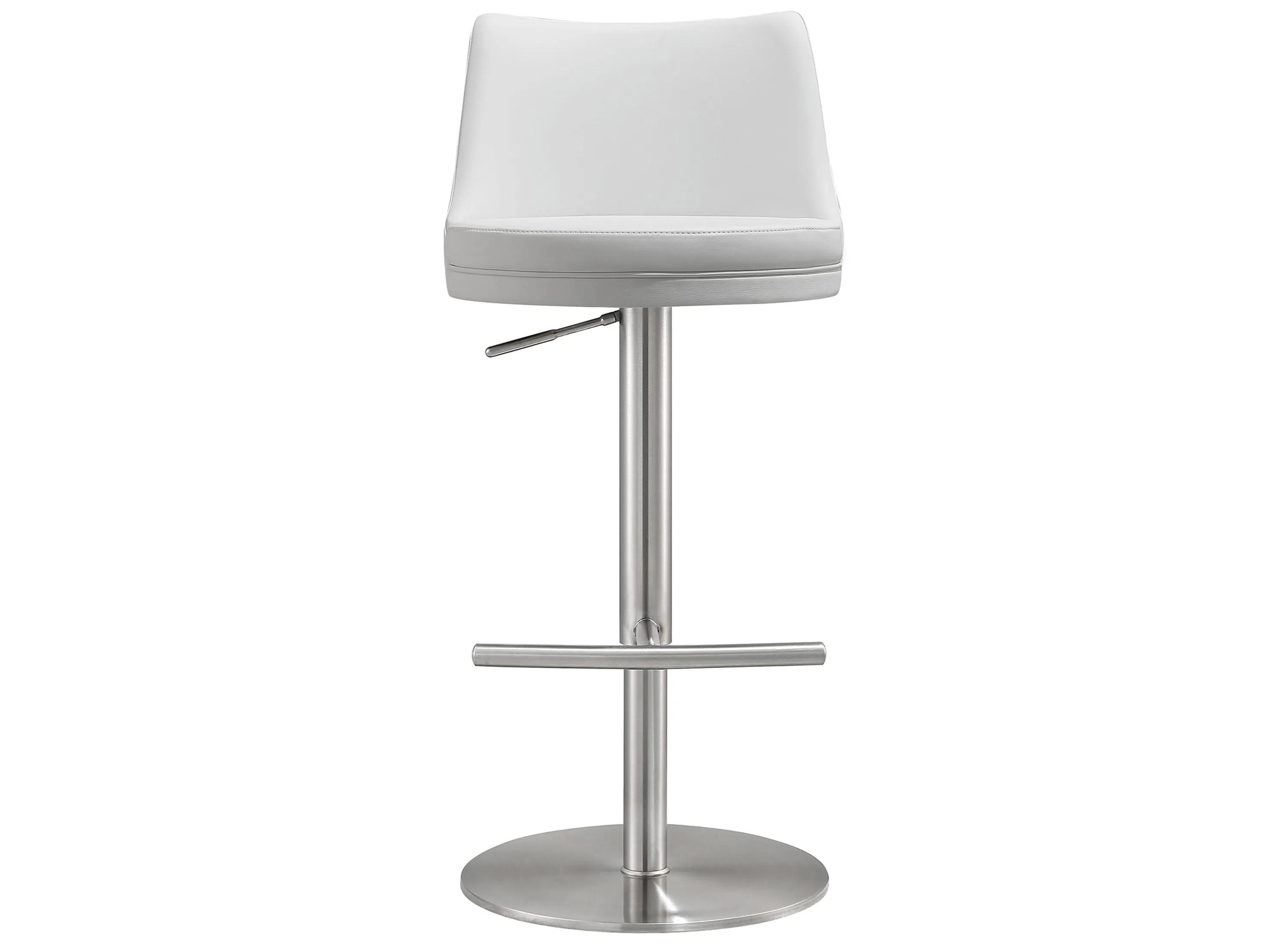 Reagan White and Silver Adjustable Stool