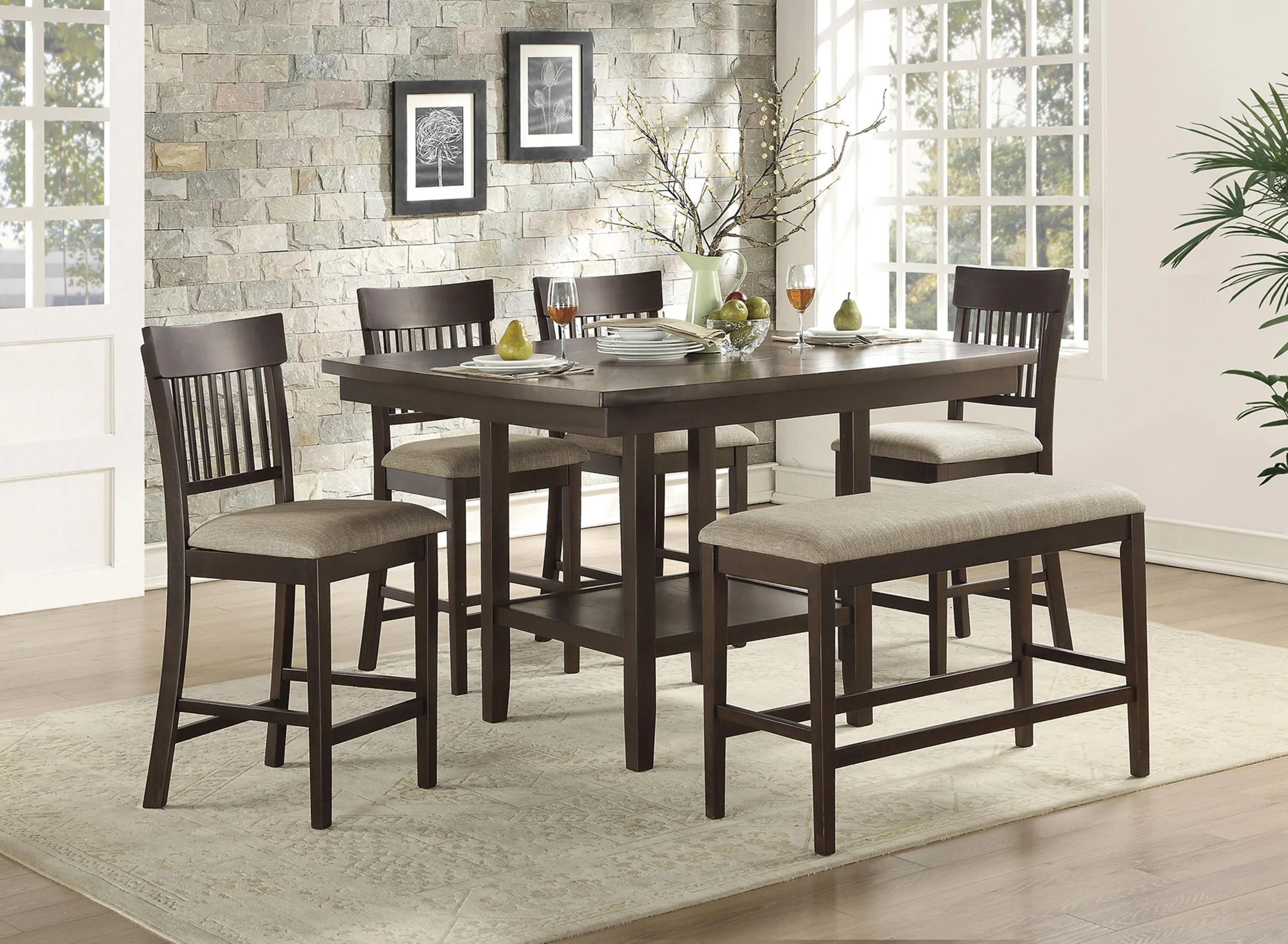 Elmore 6-pc. Counter Height Dining Set With Bench And Slat Back Chairs