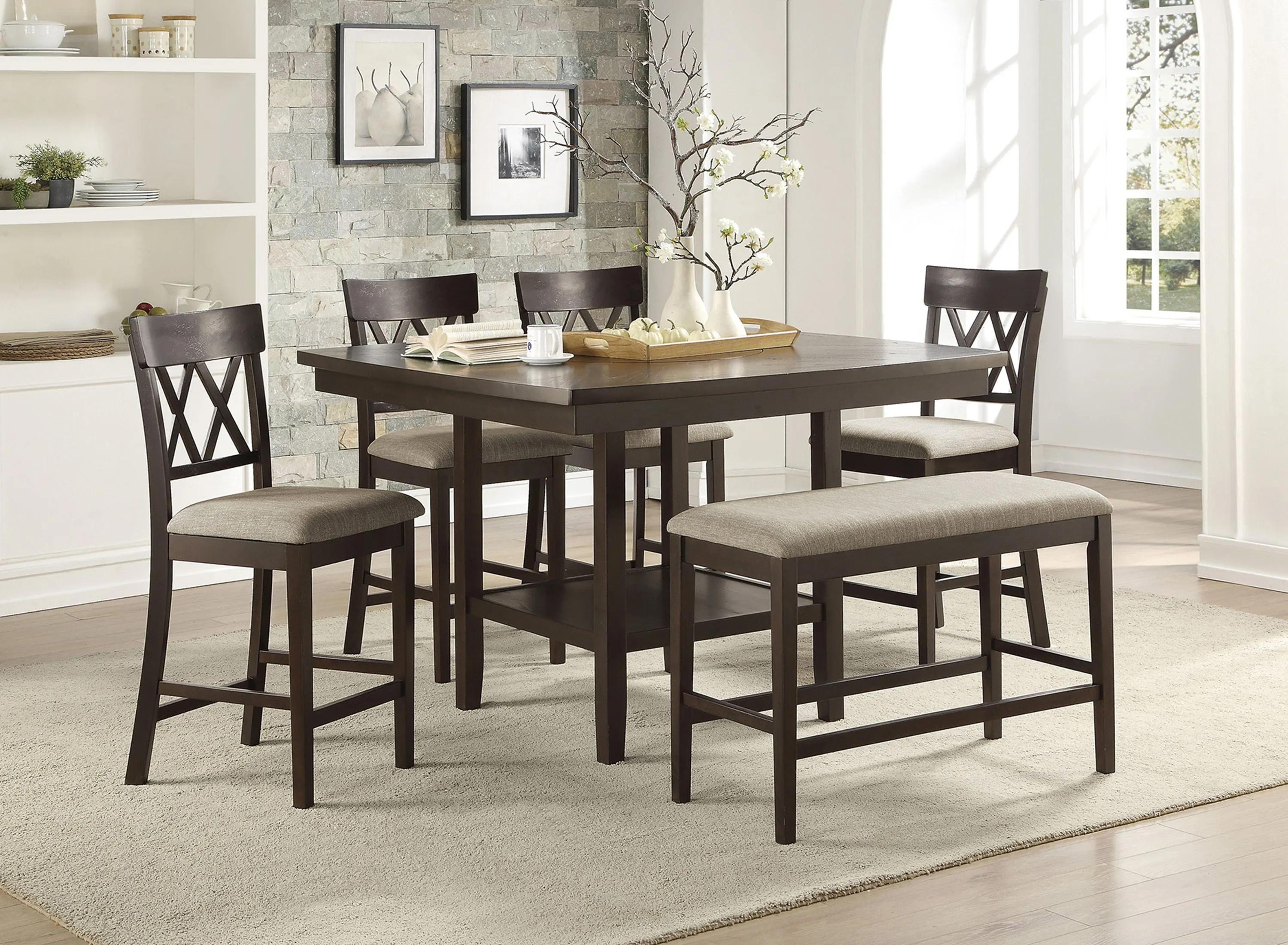 Elmore 6-pc. Counter Height Dining Set With Bench And Cross Back Chairs