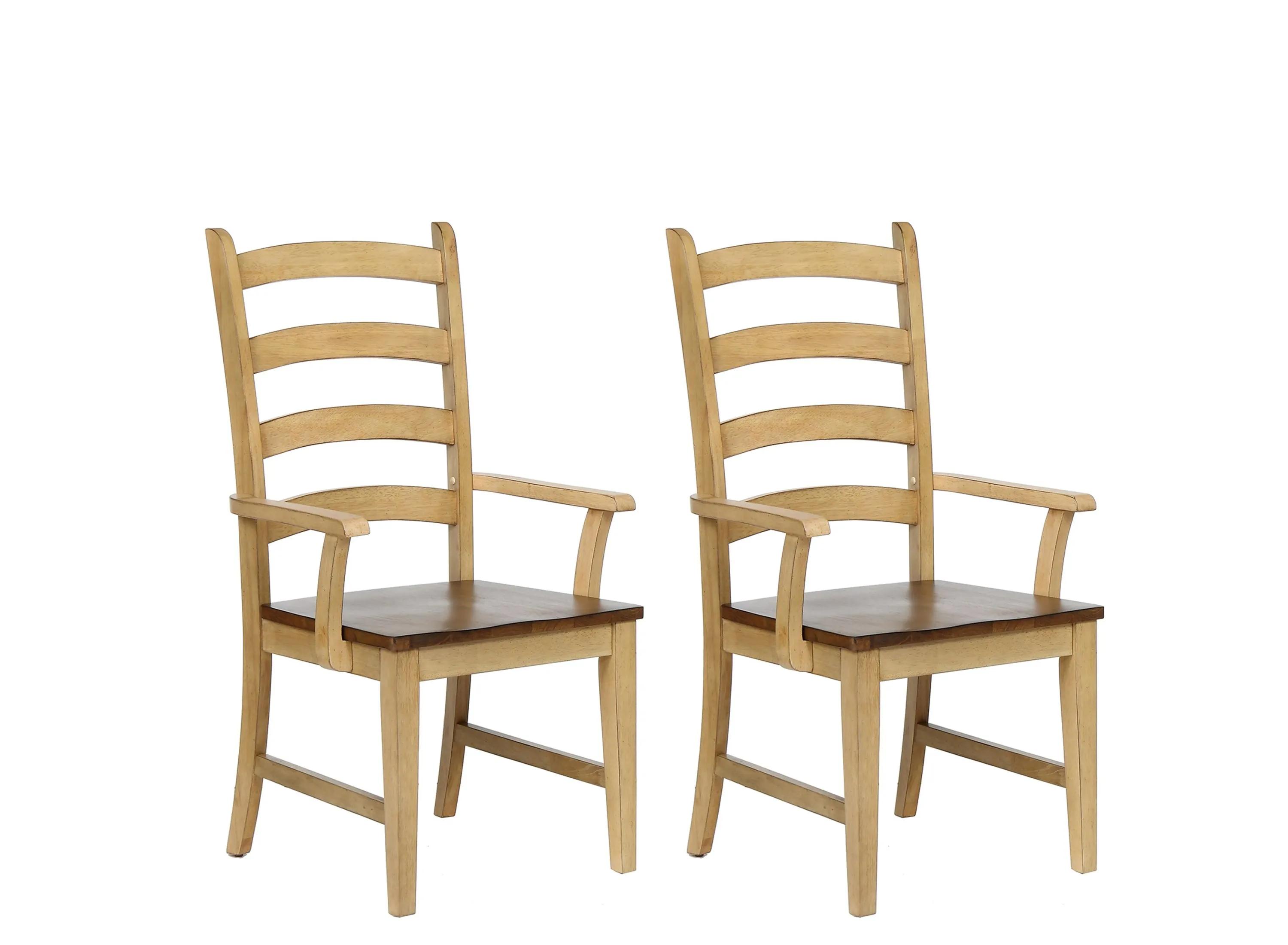 Brook Ladder Back Dining Arm Chair: Set of 2