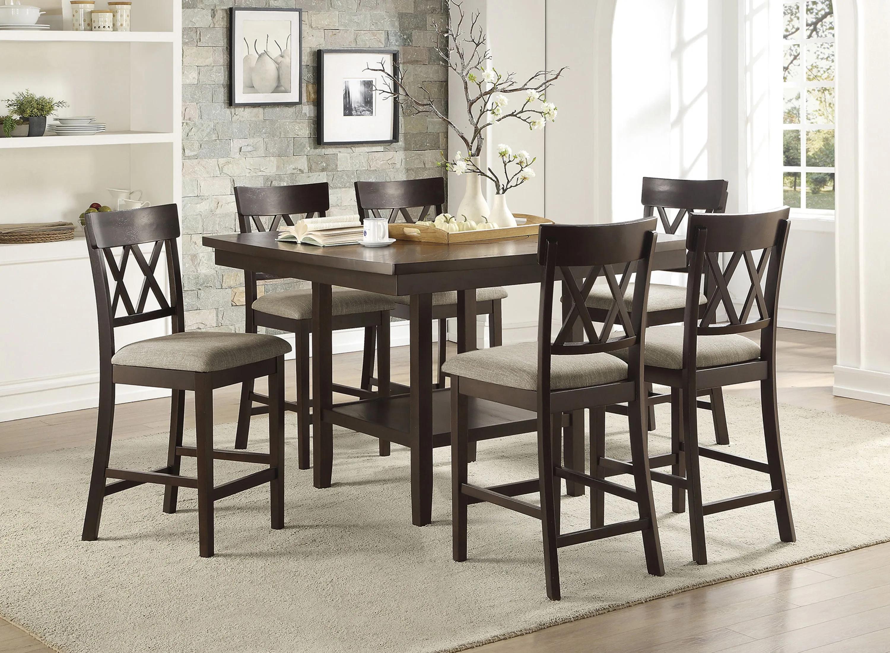 Elmore 7-pc. Counter Height Dining Set With Cross Back Chairs