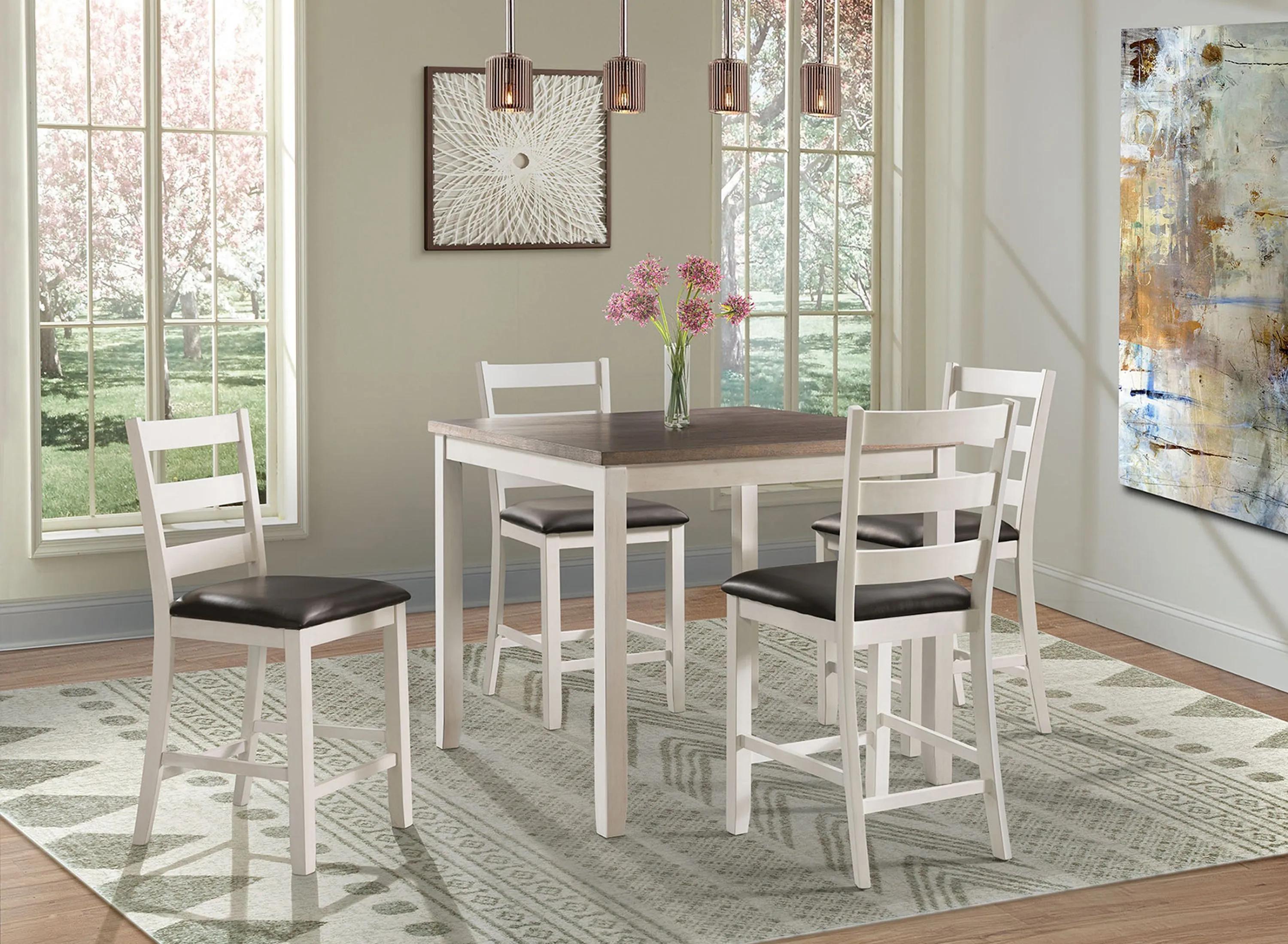 Kona Brown And White 5 Piece Counter Height Dining Room Set