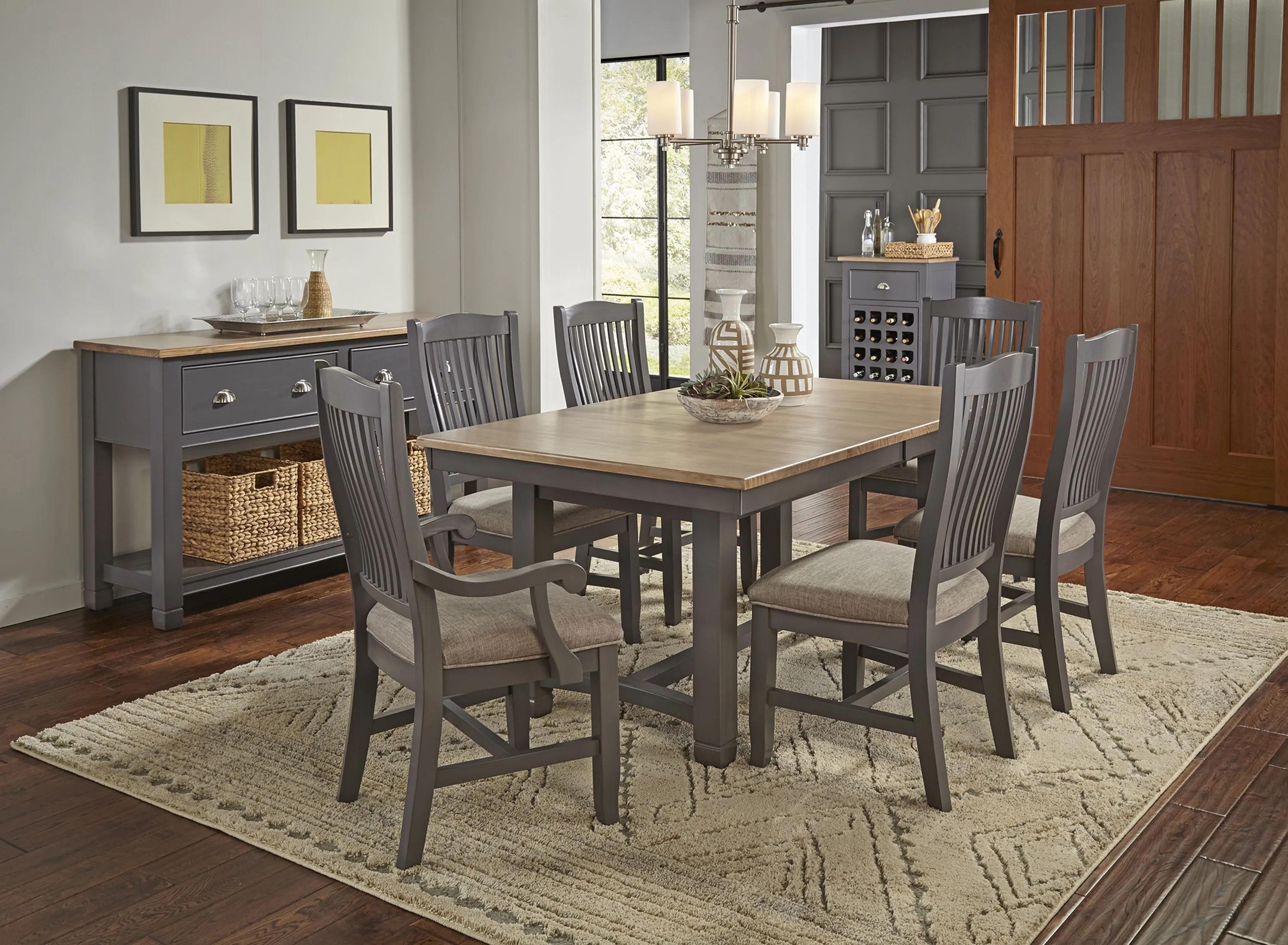 Port Townsend 7-pc. Rectangular Trestle Upholstered Dining Set