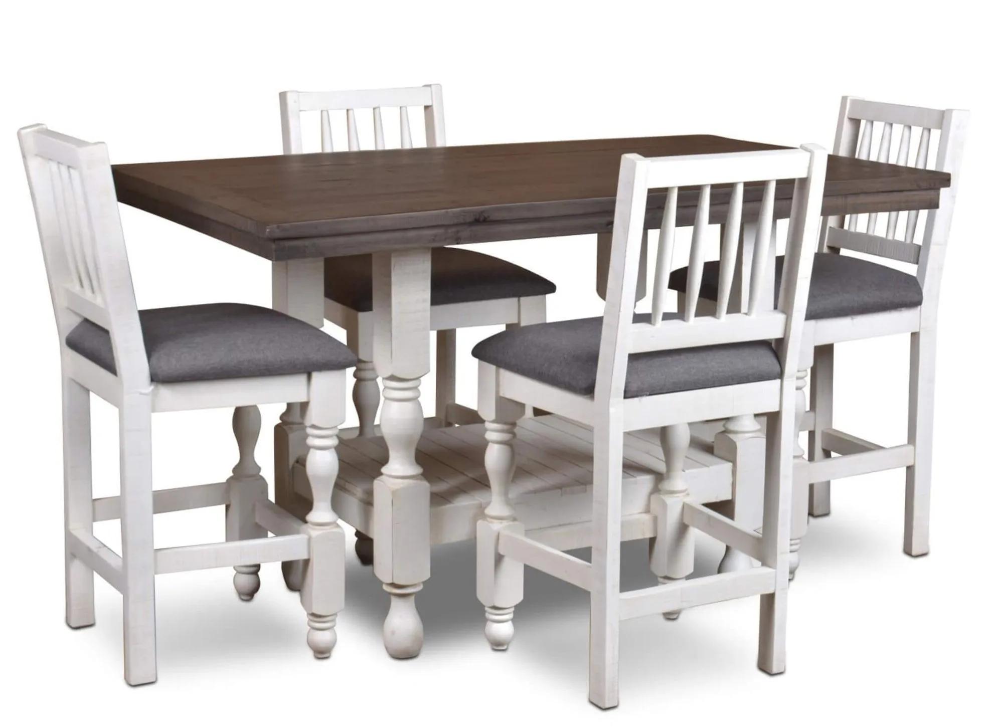 Rustic French 60 Counter Height Table Set with Four Stools