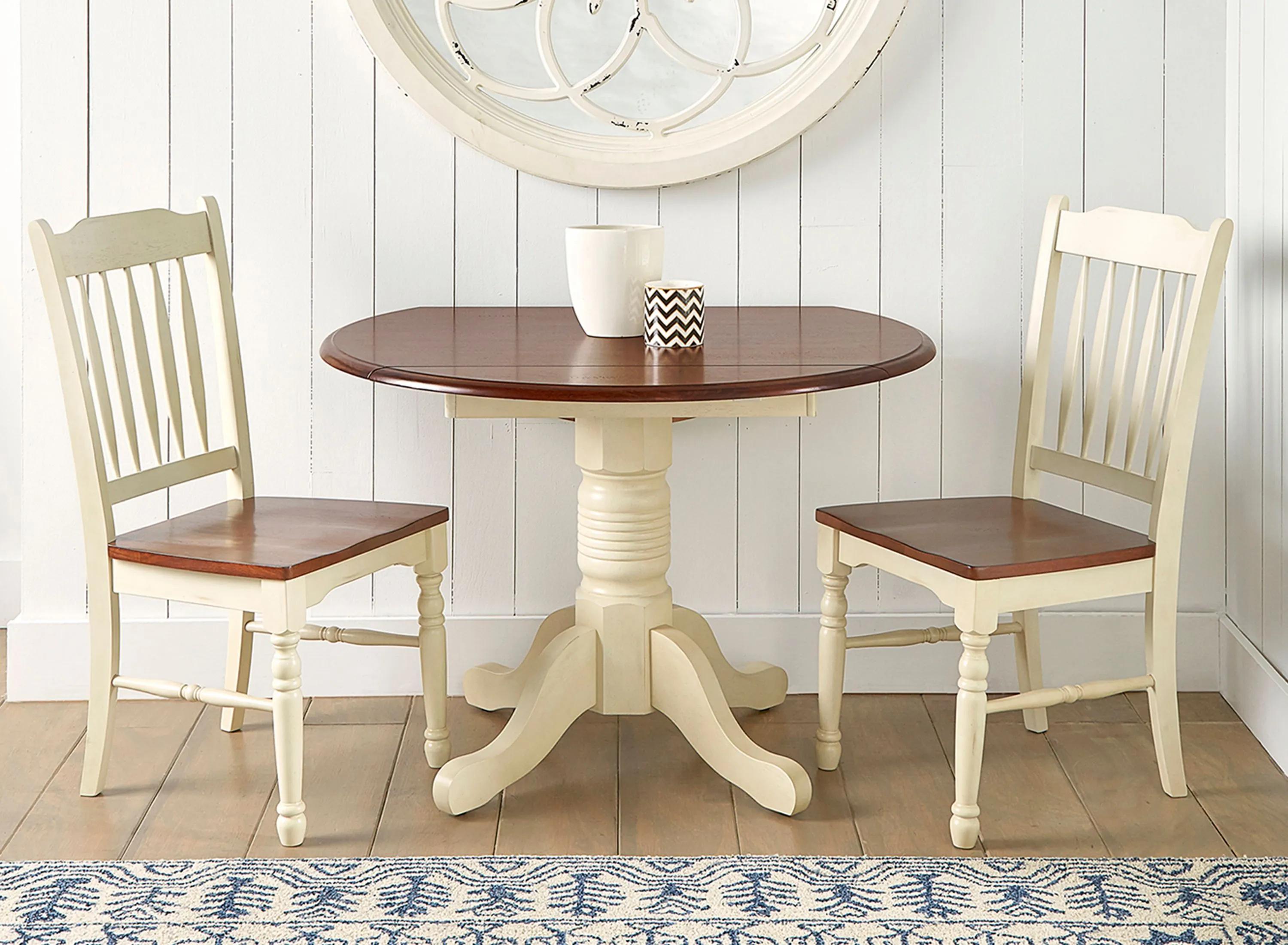 British Isles 3-pc. Round Double Drop-Leaf Slatback Dining Set