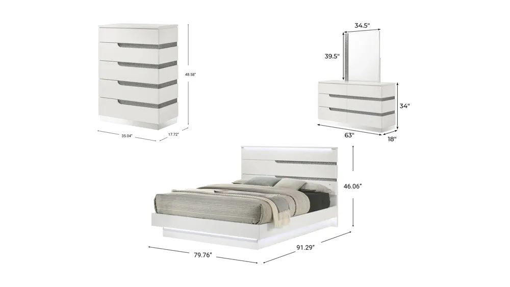 Paradox 4-pc. Bedroom Set Dimensions