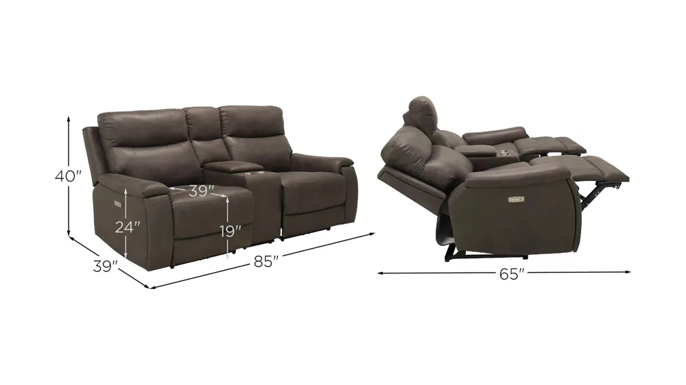 Cole 3-pc. Power Console Loveseat Dimensions