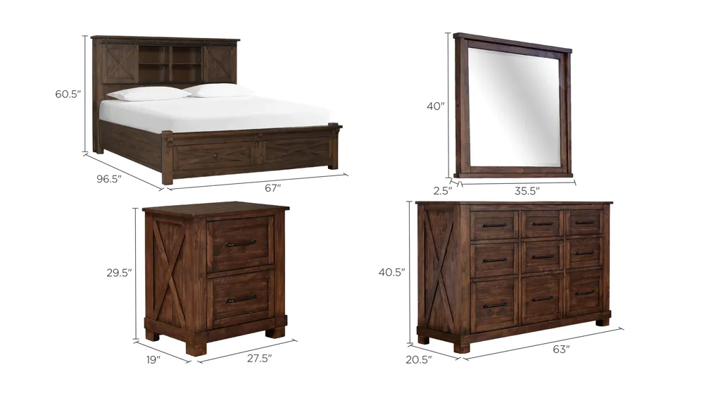 Sun Valley 4-pc. Bedroom Set w/ Storage Bed Dimensions