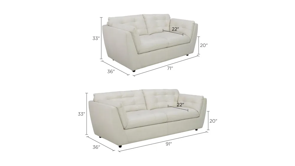 Damar Living Room Set Dimensions
