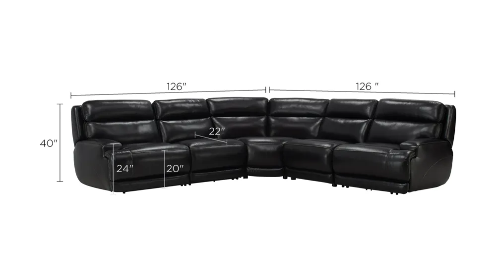 Tompkins Leather 5-pc. Sectional Dimensions