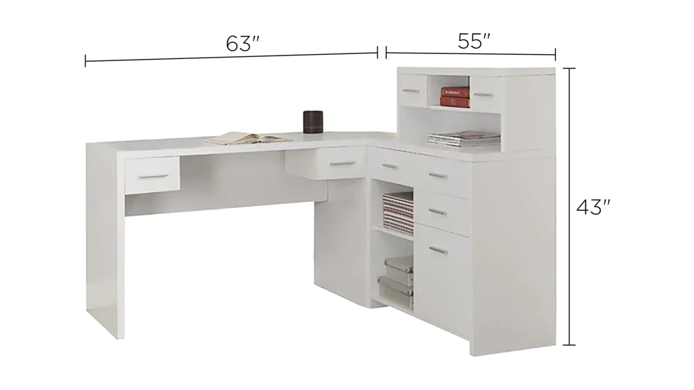 Caressa L-Shaped Computer Desk Dimensions