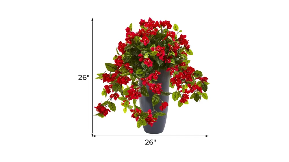 26in. Bougainvillea Artificial Plant in Planter (Indoor/Outdoor) Dimensions