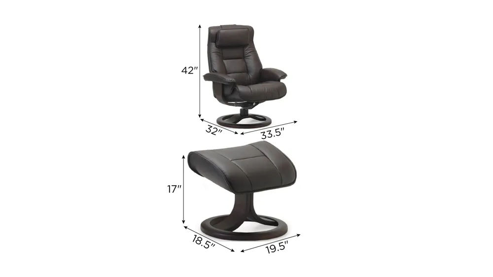 Mustang R Large Recliner and Ottoman Dimensions