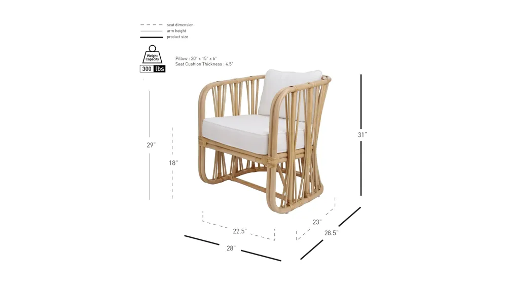Shanaya Arm Chair Dimensions