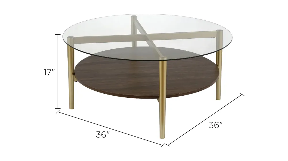 Otto Round Coffee Table with Walnut Shelf Dimensions