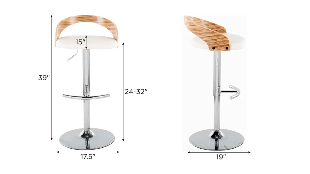 Grotto Adjustable Barstool - Set of 2 Dimensions