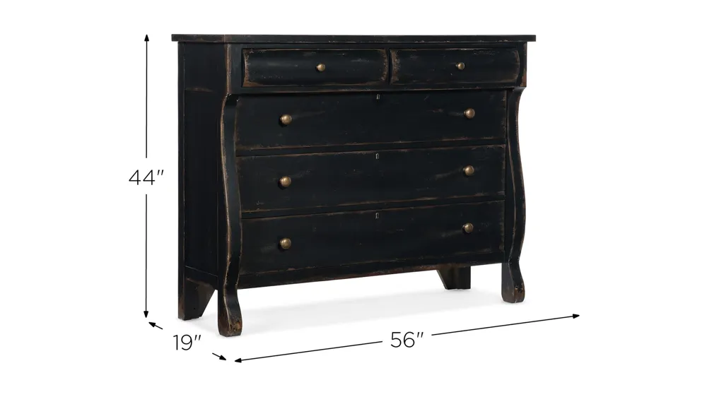 Ciao Bella Five-Drawer Bureau Dimensions