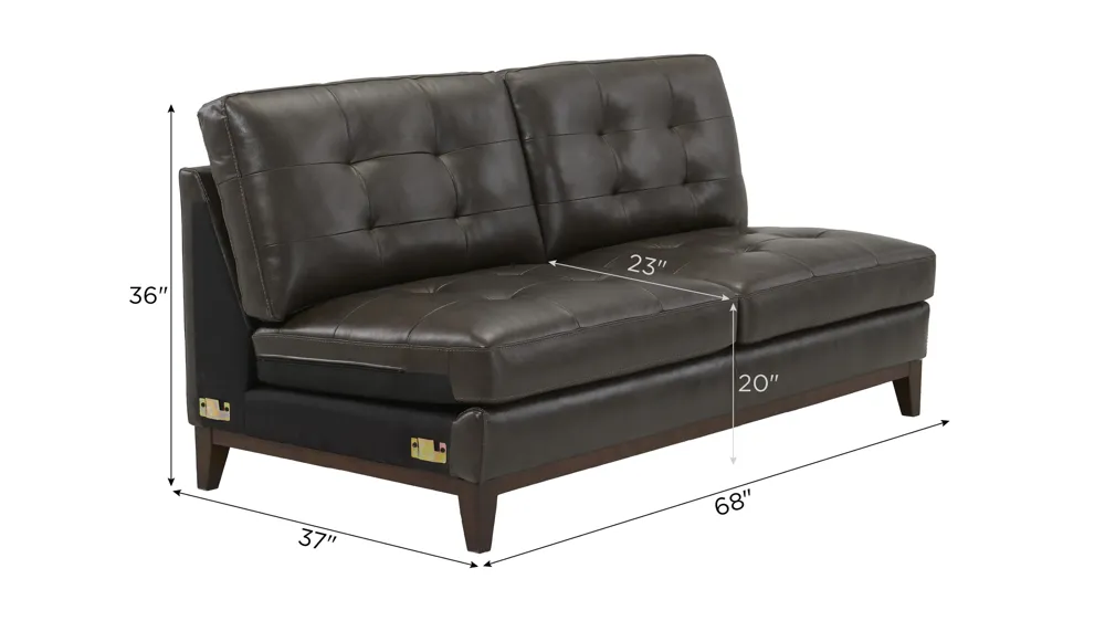 Wheaton Leather Armless Loveseat Dimensions