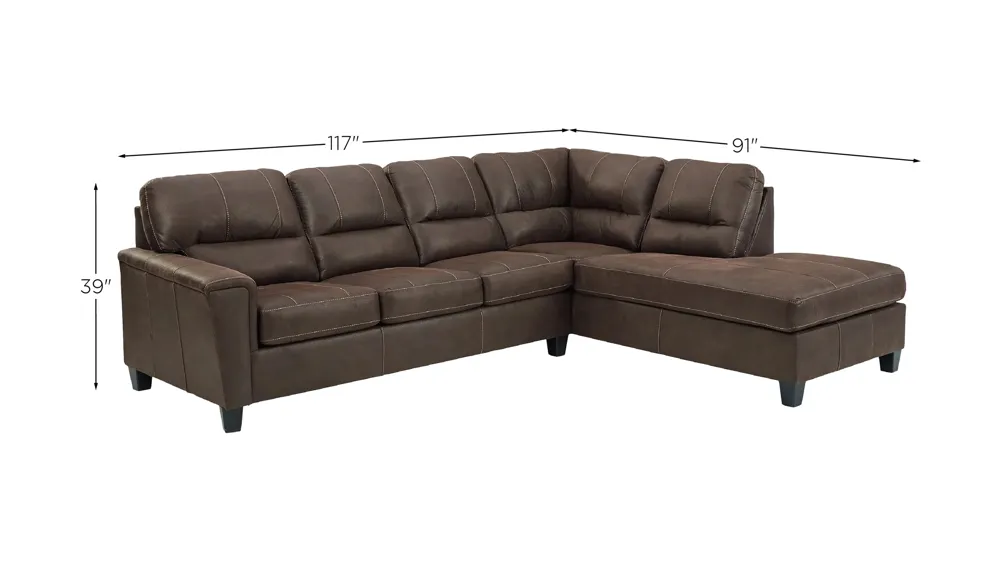 Navi 2-pc. Sleeper Sectional with Chaise Dimensions
