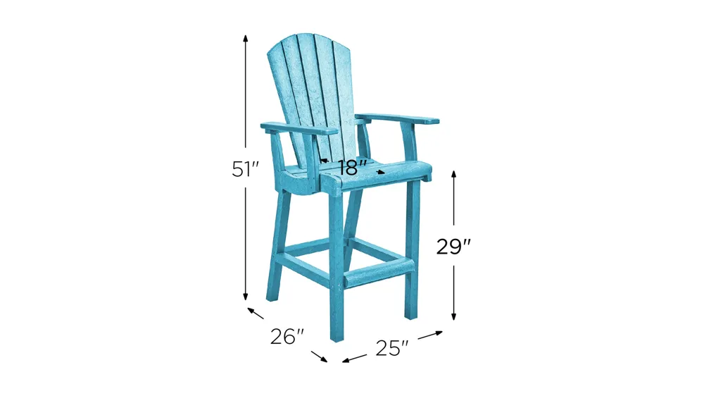 Generation Recycled Outdoor Classic Bar Height Arm Chair Dimensions