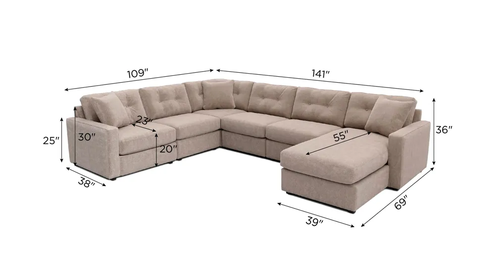 ModularOne 6-pc. Sectional Dimensions