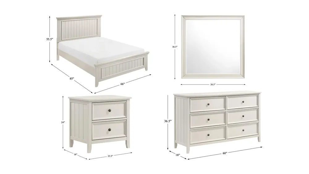 Serena 4pc. Bedroom Set Dimensions