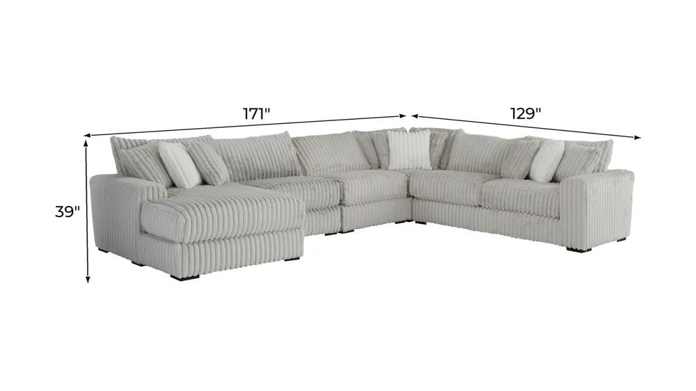 Onyx Moon 5-pc. Sectional Dimensions