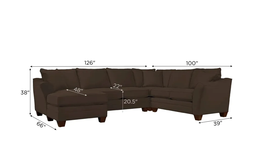 Foresthill 4-pc. Left Hand Chaise Sectional Sofa Dimensions